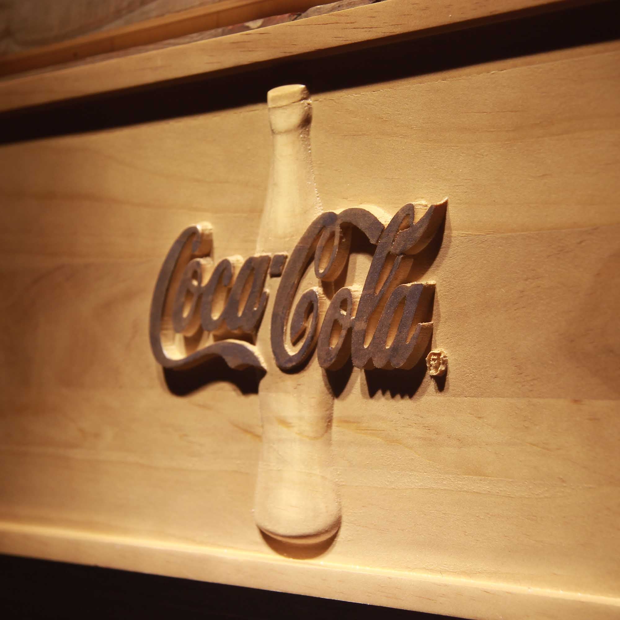 Coca-Cola Bottle 3D Wooden Engrave Sign