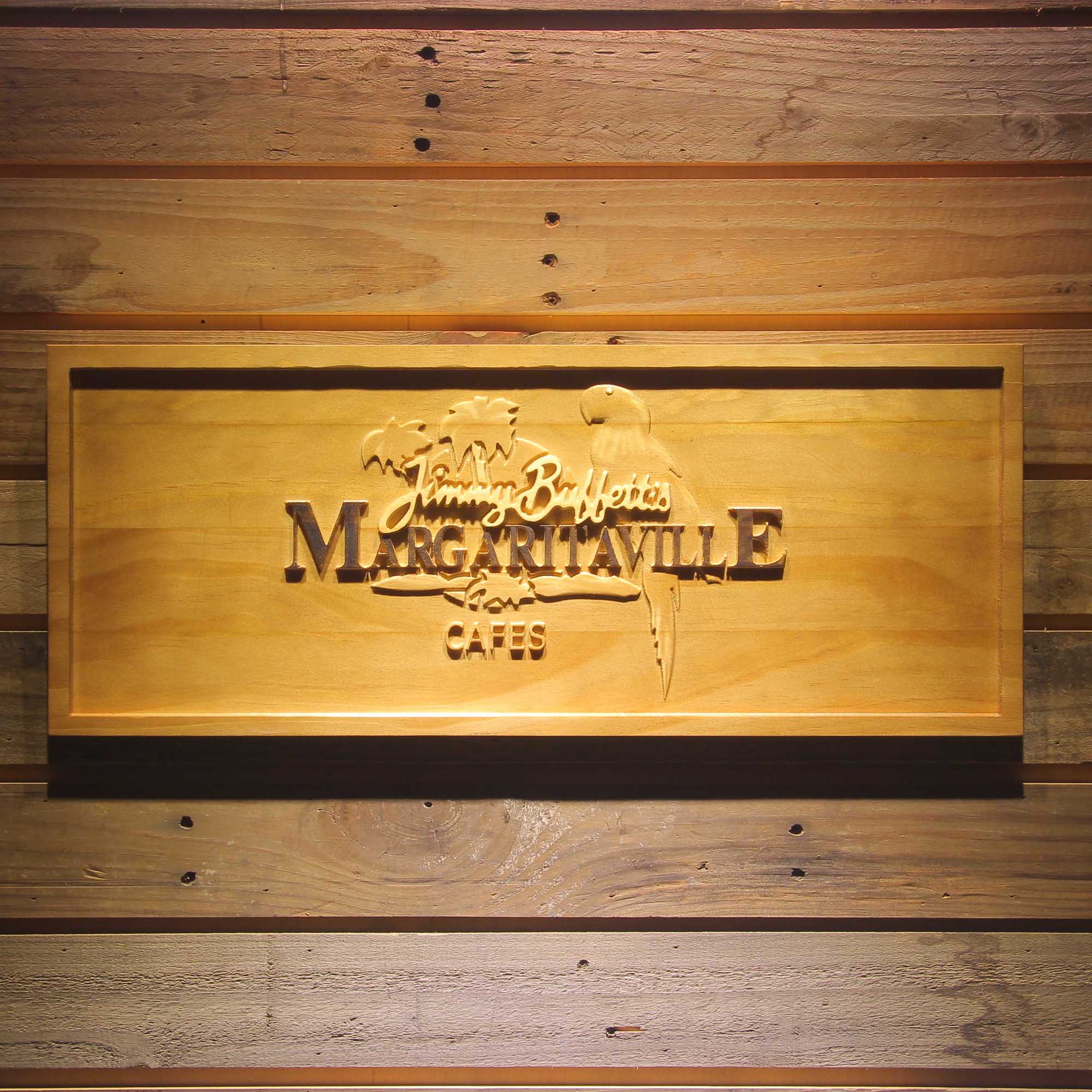 Jimmy Buffett's Margaritaville Caf茅 3D Wooden Engrave Sign