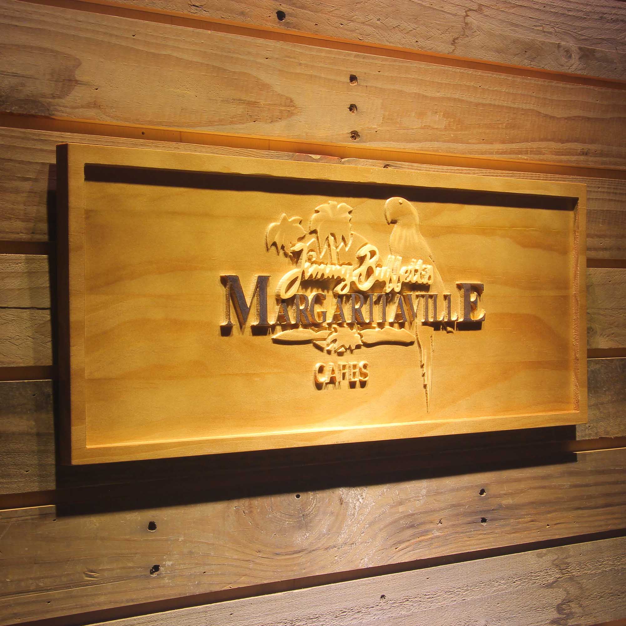 Jimmy Buffett's Margaritaville Caf茅 3D Wooden Engrave Sign