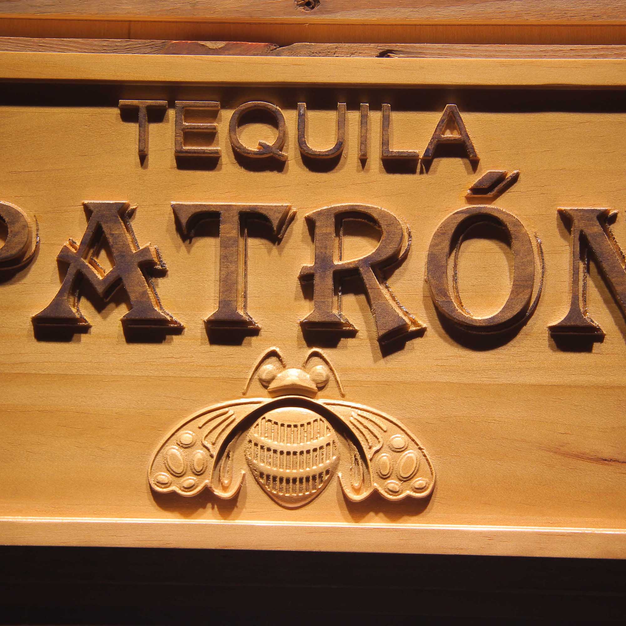 Tequila Patron 3D Wooden Engrave Sign