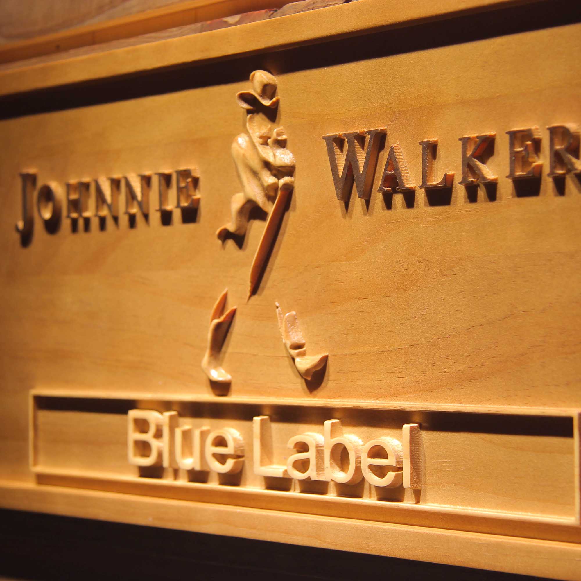 Johnnie Walker Blue Label 3D Wooden Engrave Sign