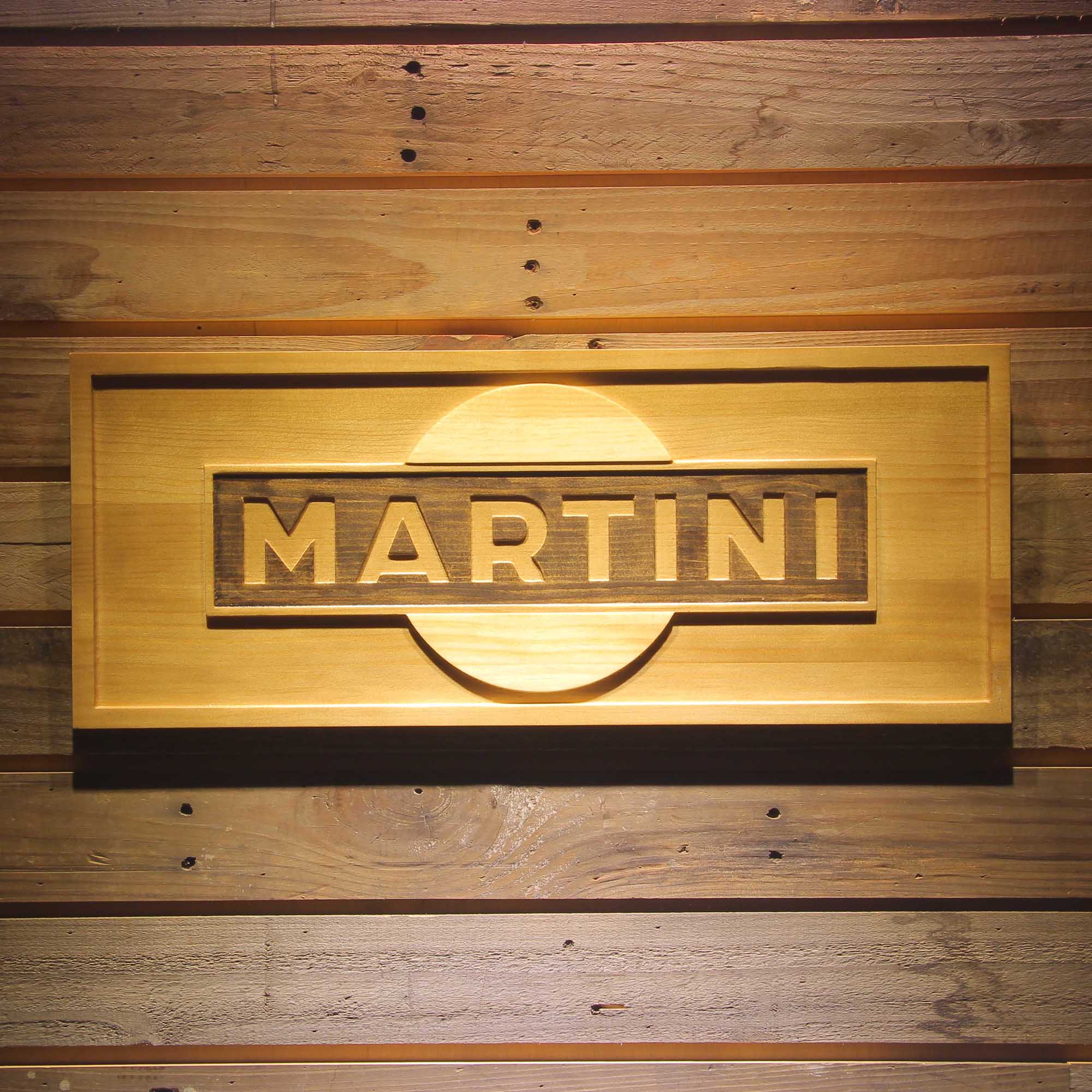 Martini Wine 3D Wooden Engrave Sign