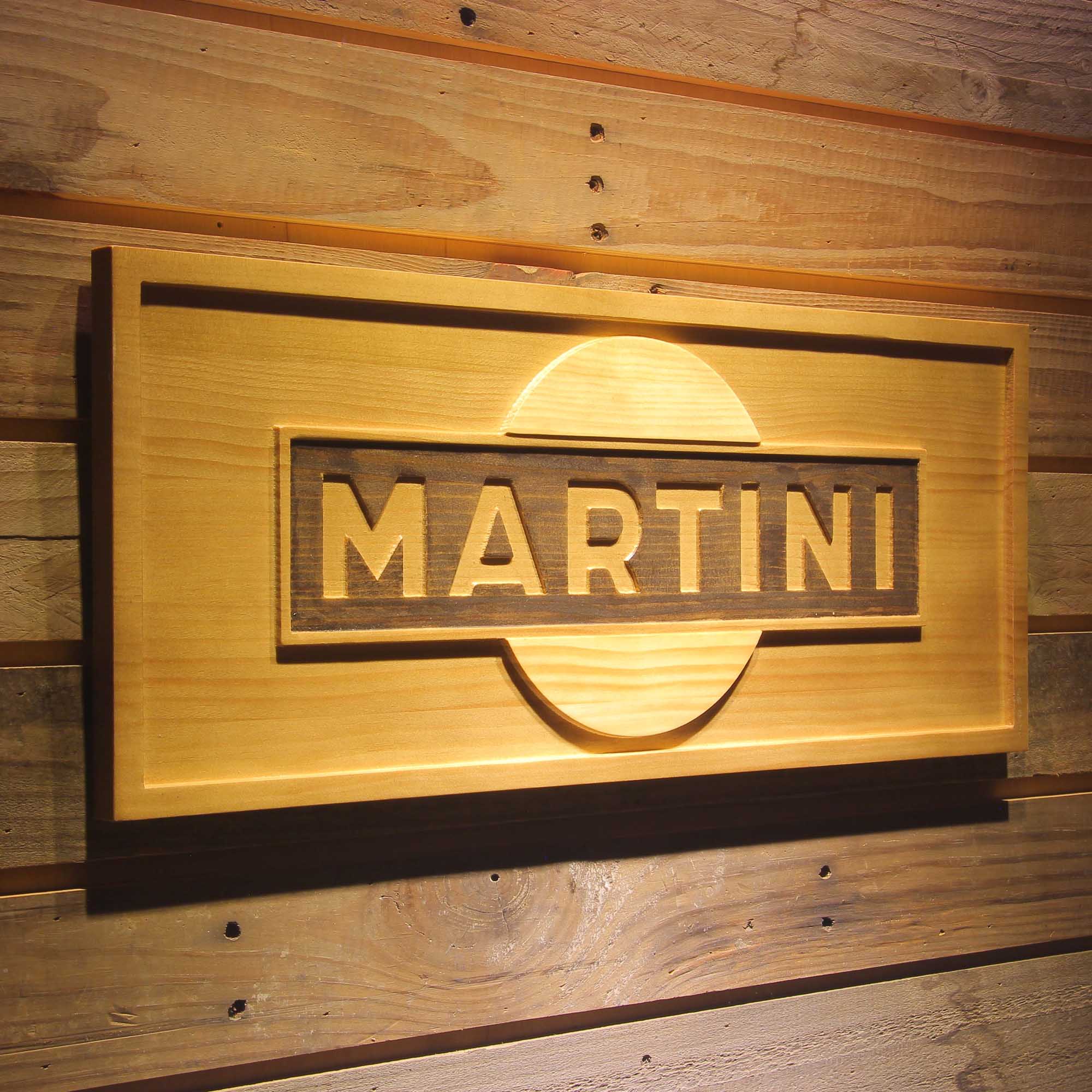 Martini Wine 3D Wooden Engrave Sign