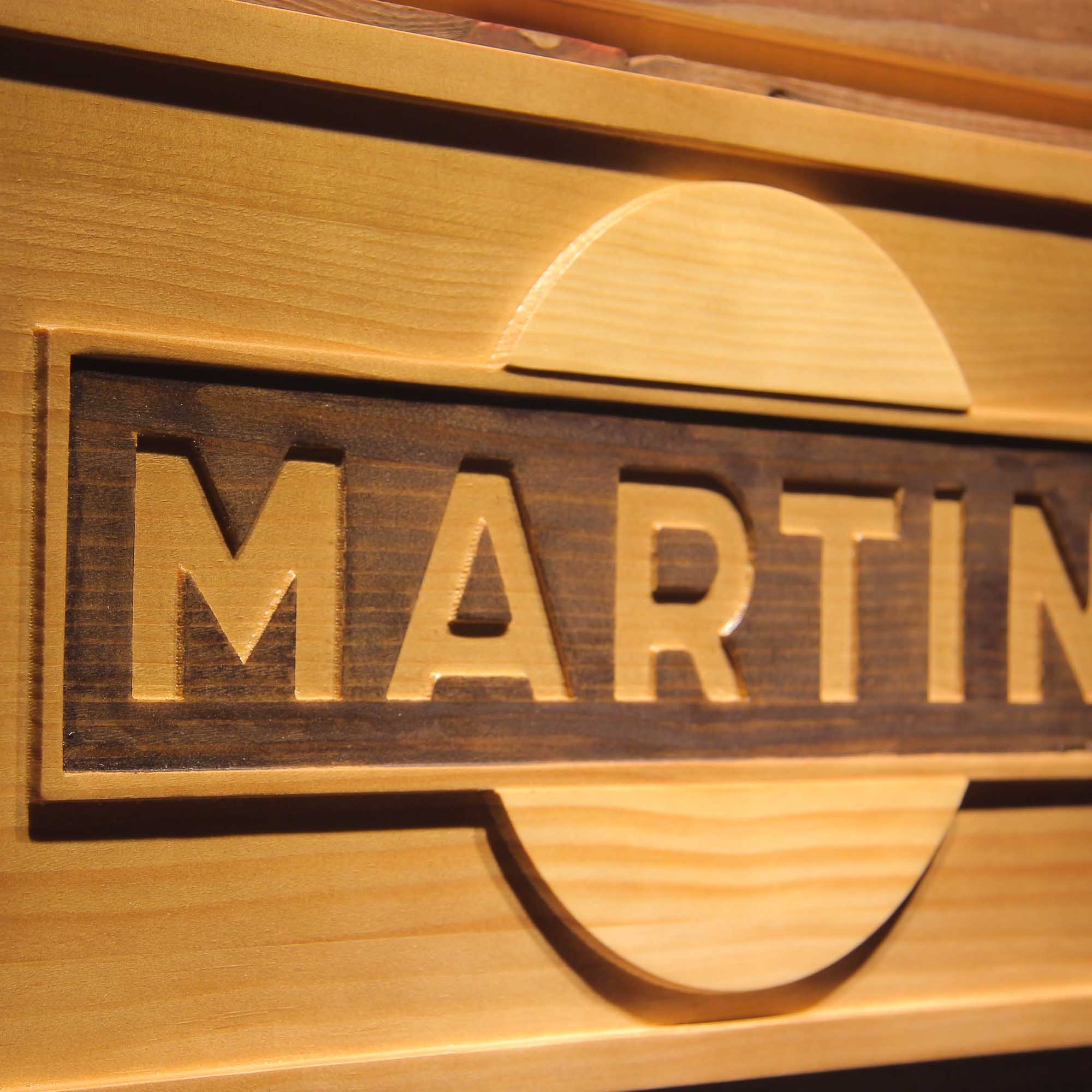 Martini Wine 3D Wooden Engrave Sign