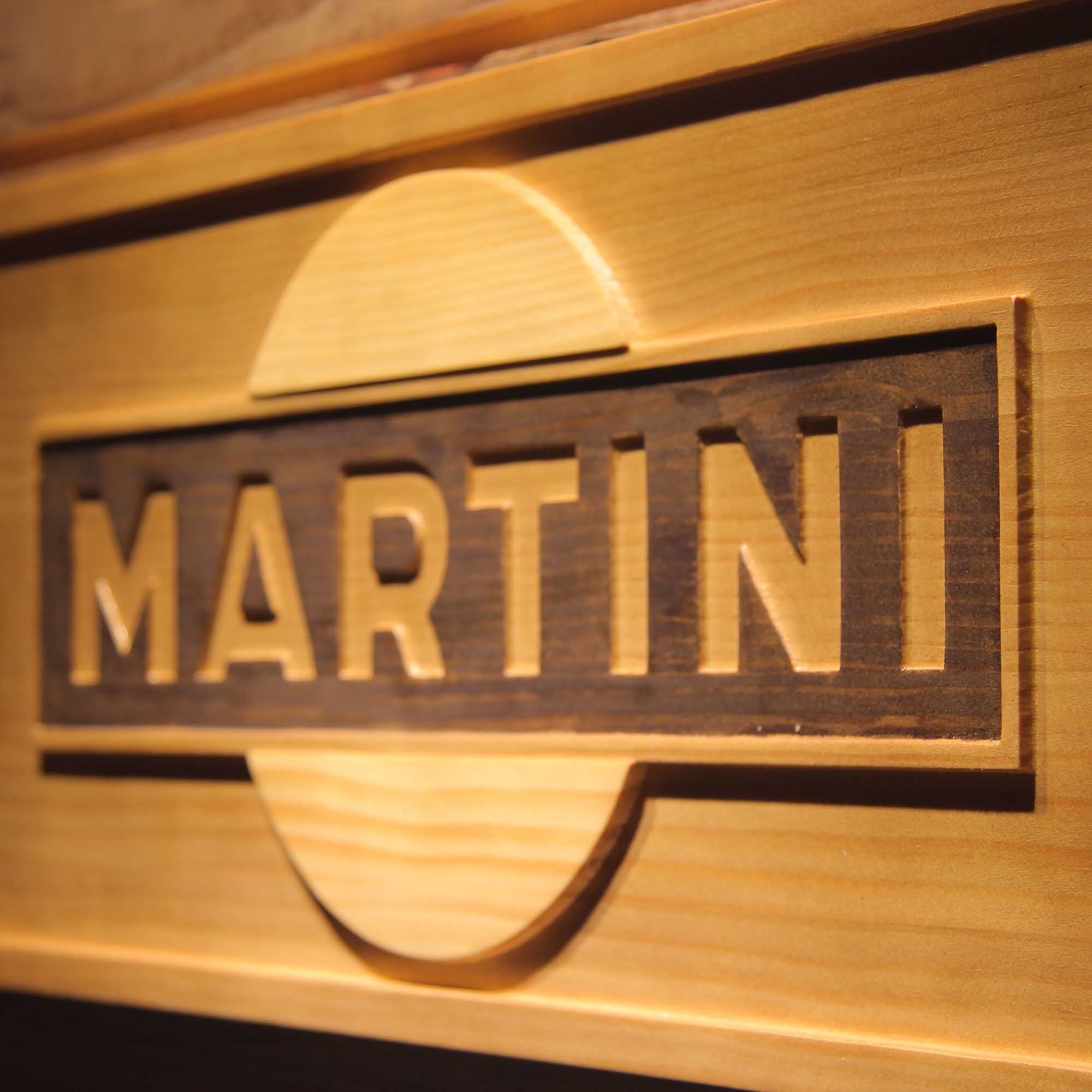 Martini Wine 3D Wooden Engrave Sign