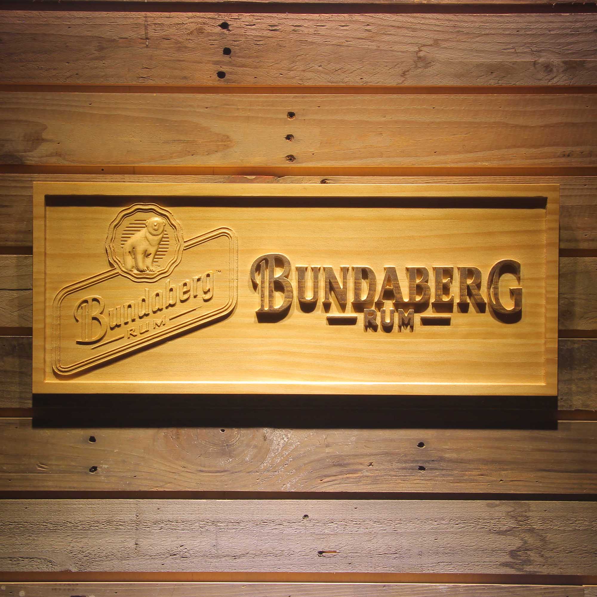 Bundaberg Rum Wine 3D Wooden Engrave Sign