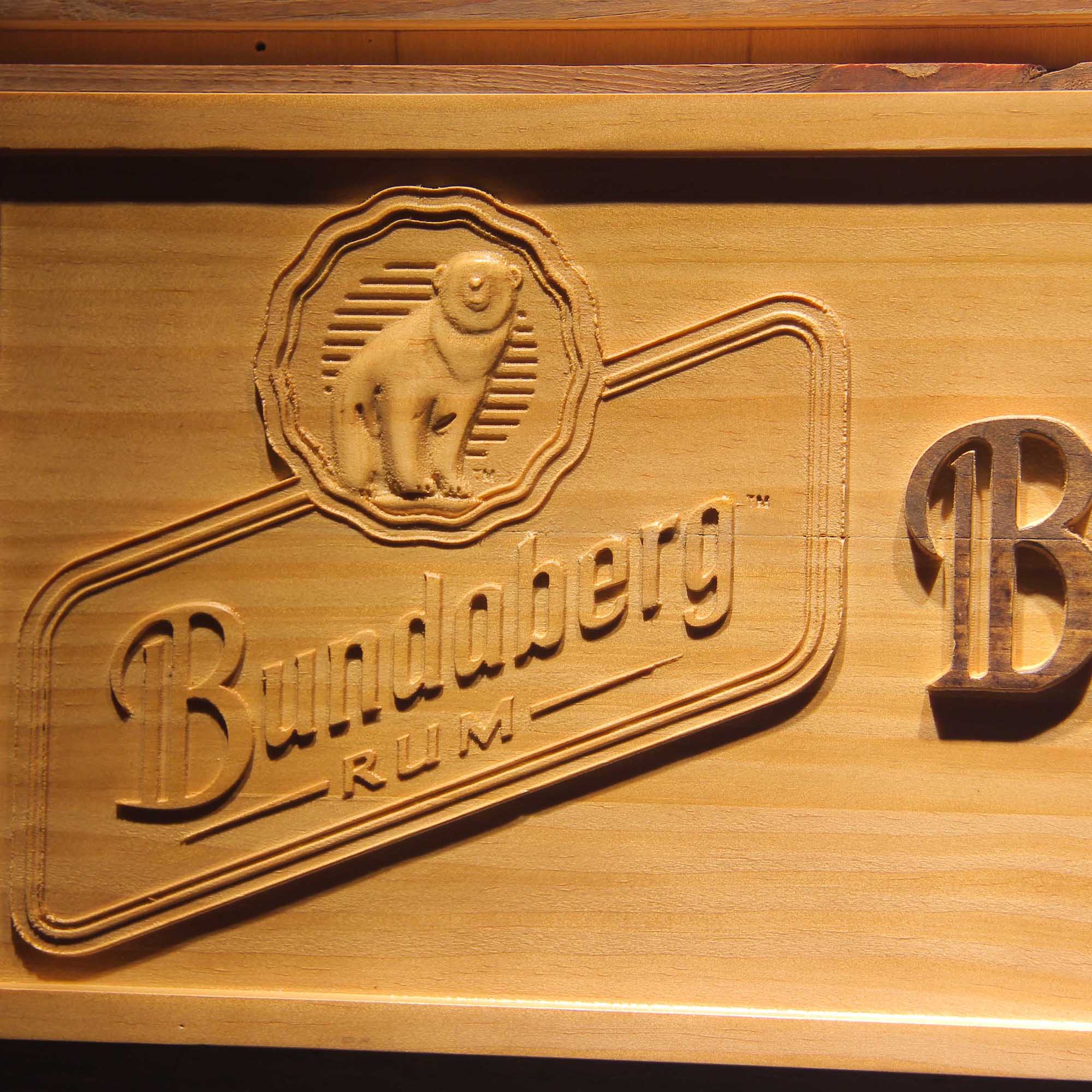 Bundaberg Rum Wine 3D Wooden Engrave Sign