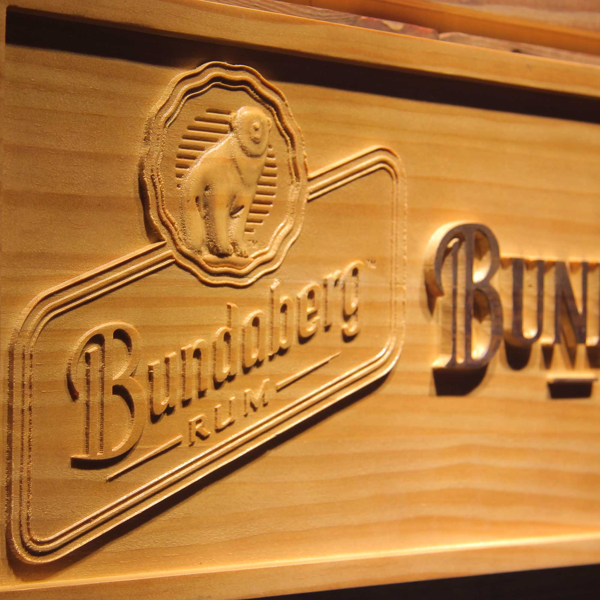 Bundaberg Rum Wine 3D Wooden Engrave Sign