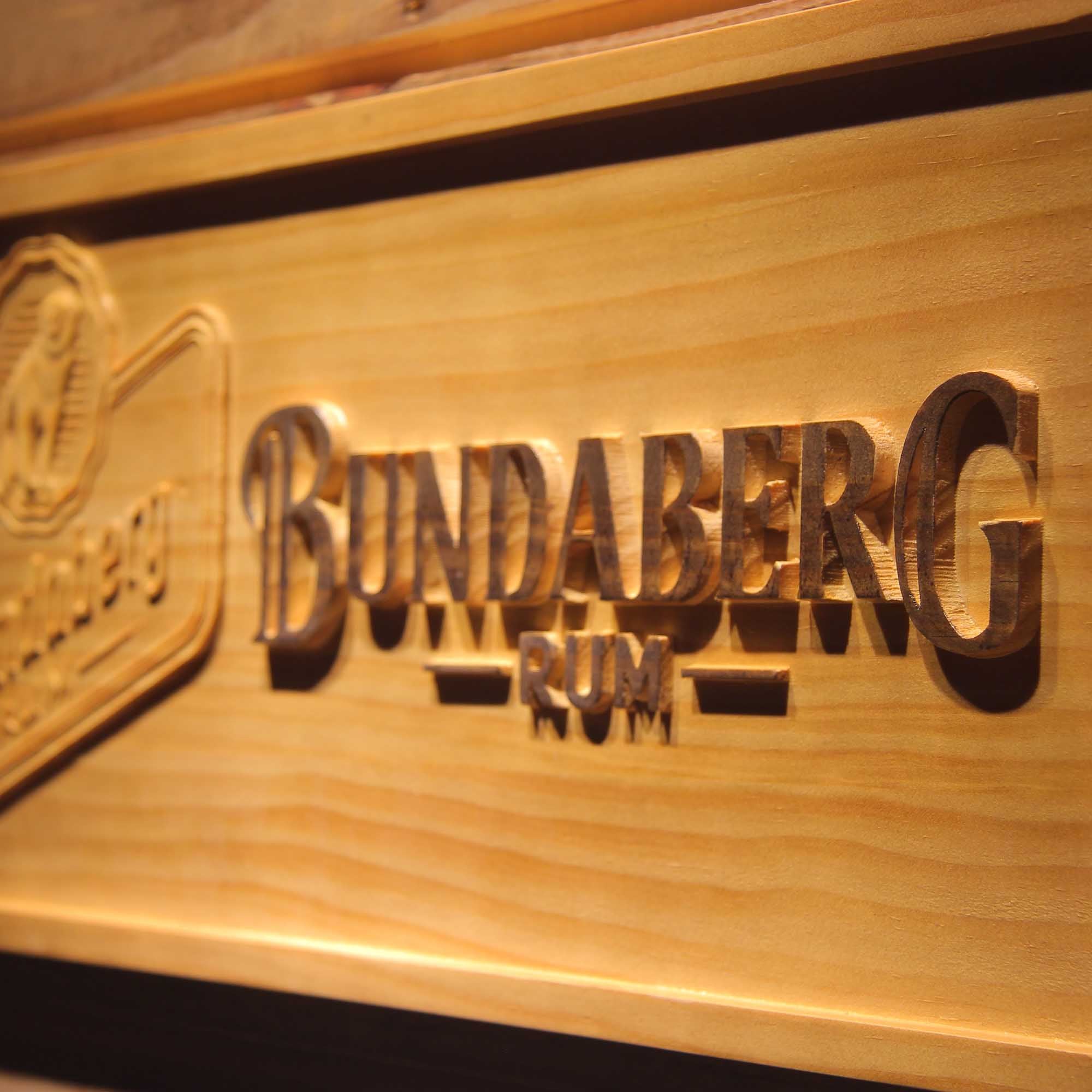 Bundaberg Rum Wine 3D Wooden Engrave Sign