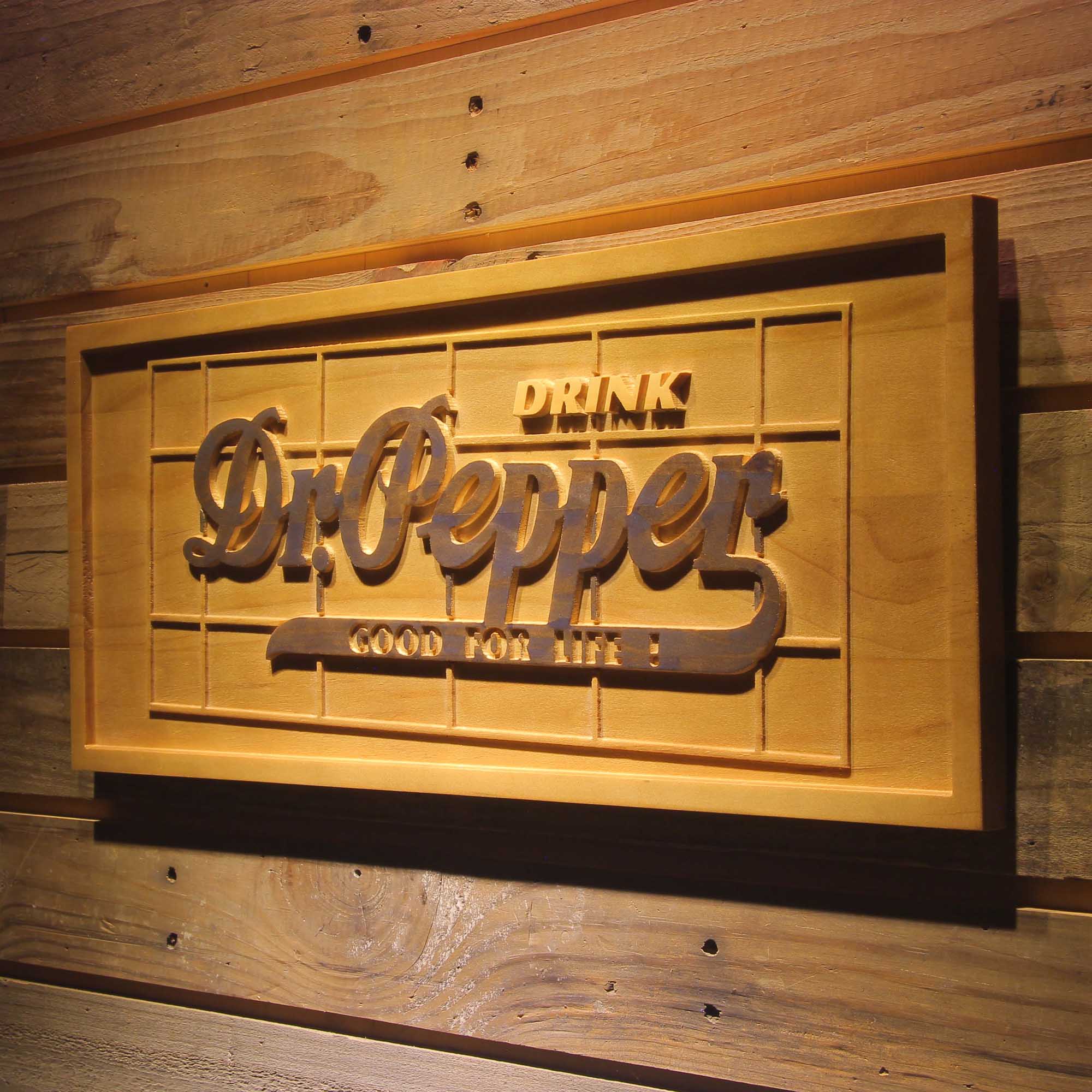 Dr Pepper Drink 3D Wooden Engrave Sign