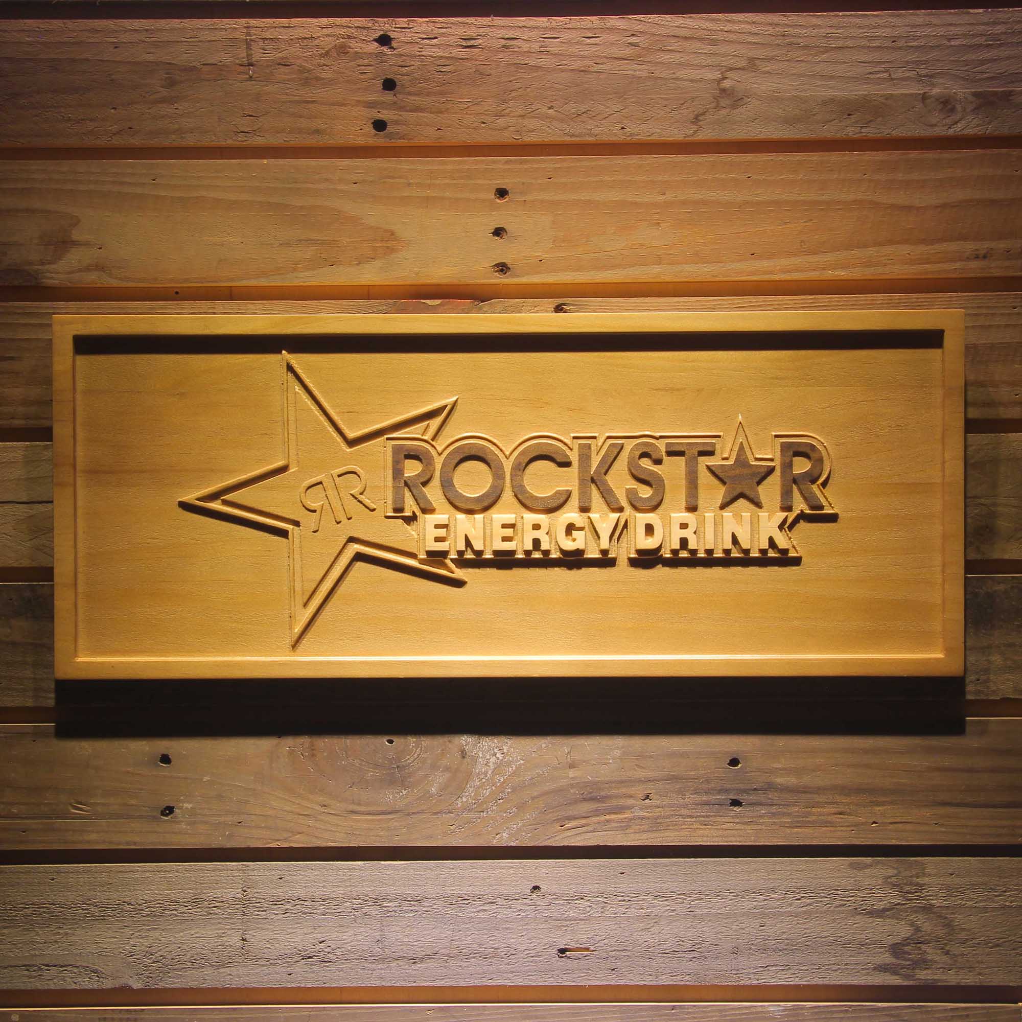 Rockstar Energy Drink 3D Wooden Engrave Sign