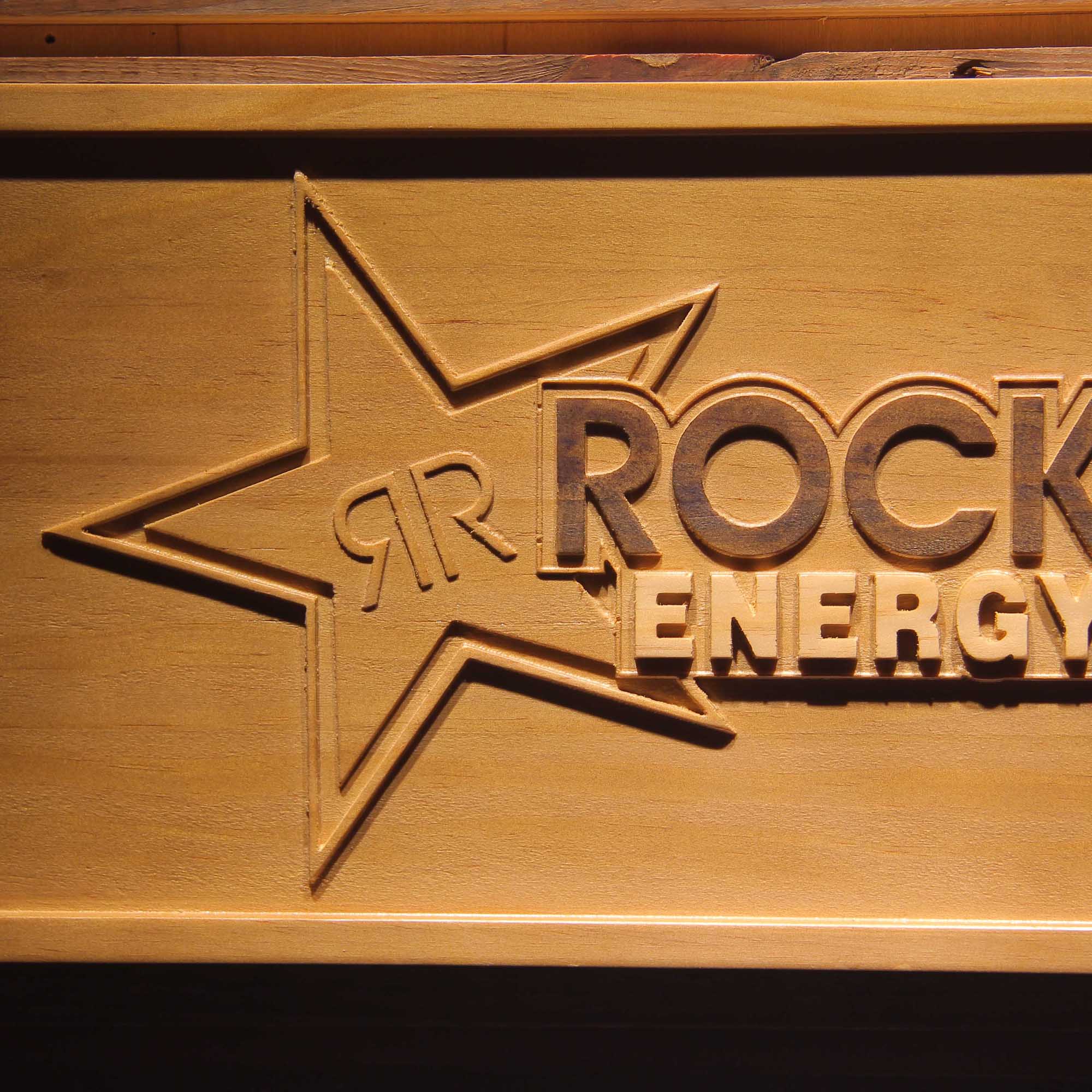 Rockstar Energy Drink 3D Wooden Engrave Sign