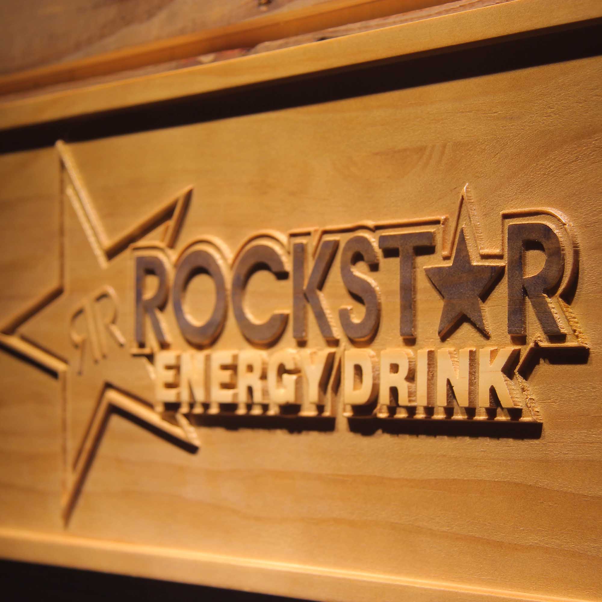 Rockstar Energy Drink 3D Wooden Engrave Sign