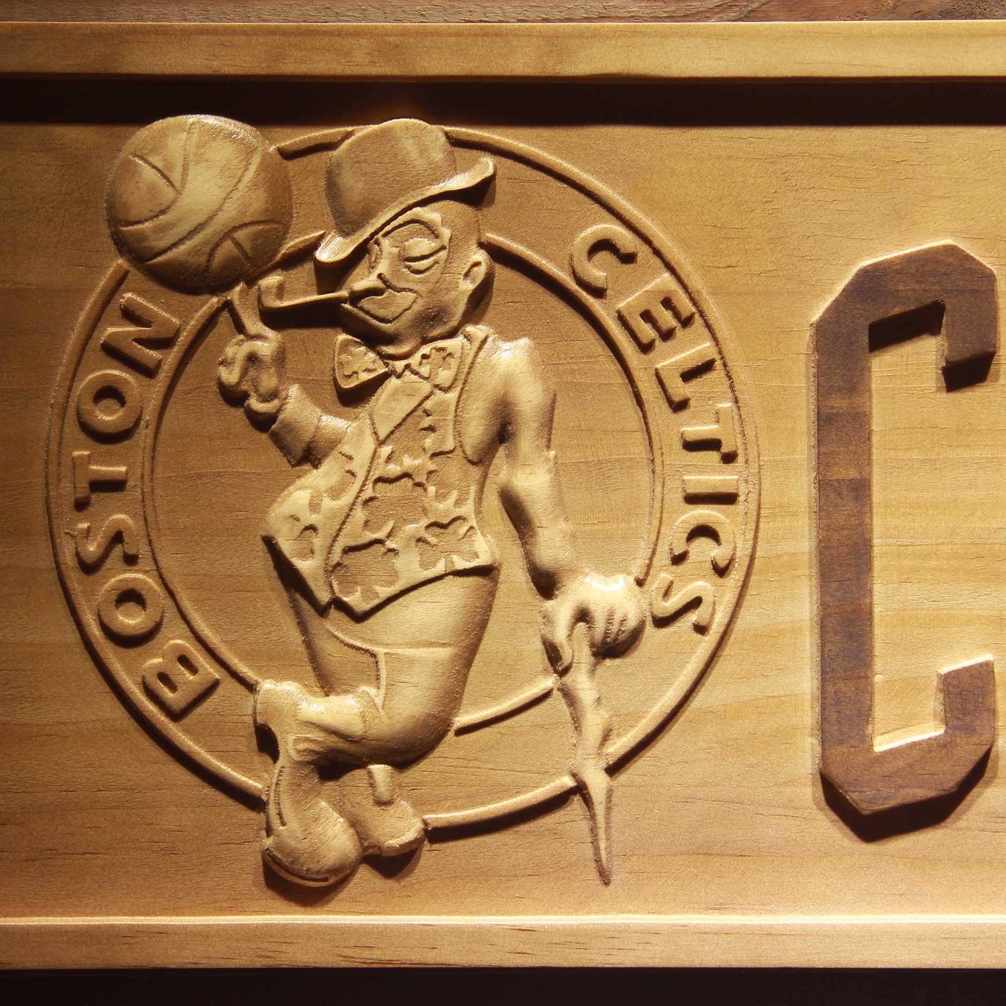 Boston Celtics Basketball Man Cave Sport 3D Wooden Engrave Sign