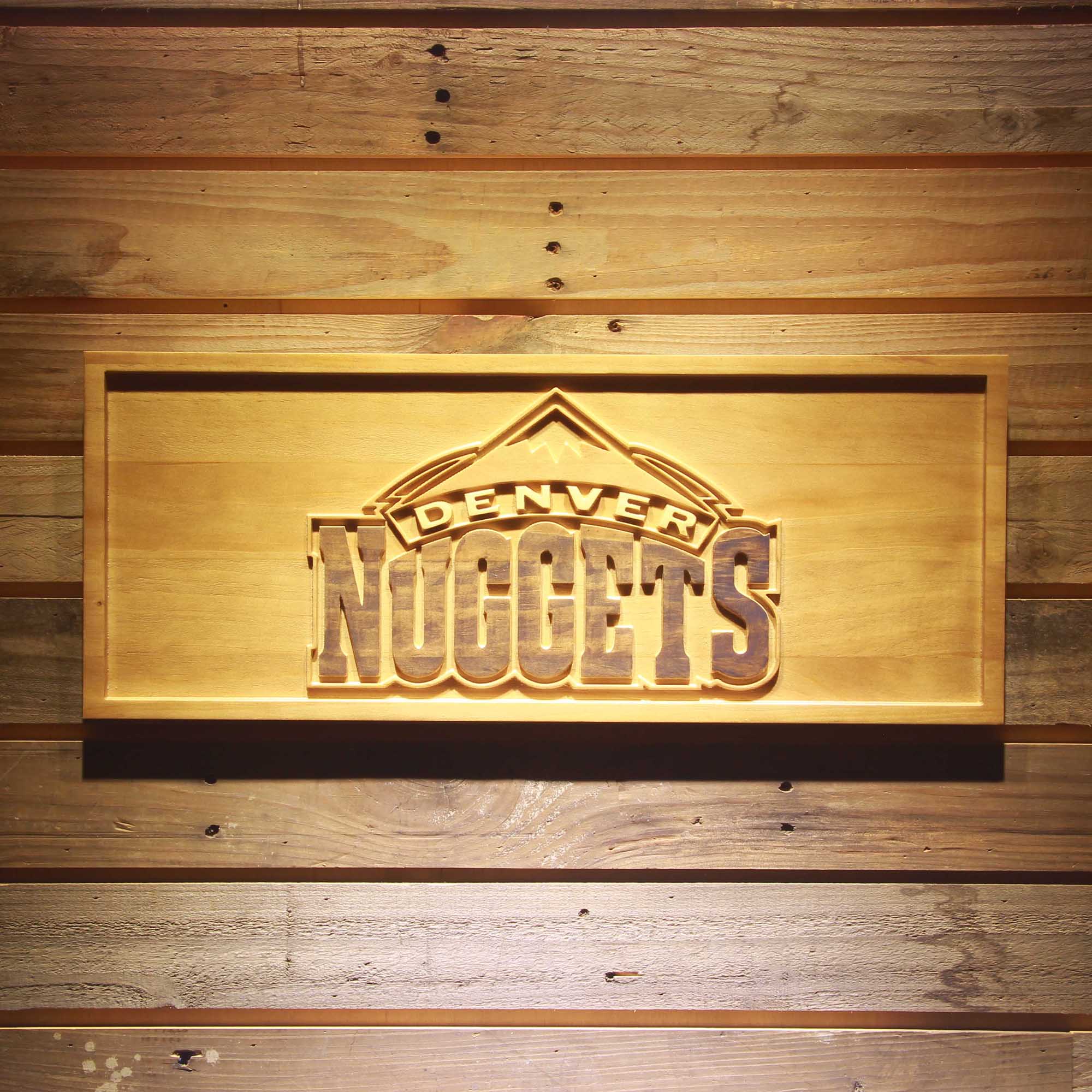 Denver Nuggets Basketball Man Cave Sport 3D Wooden Engrave Sign