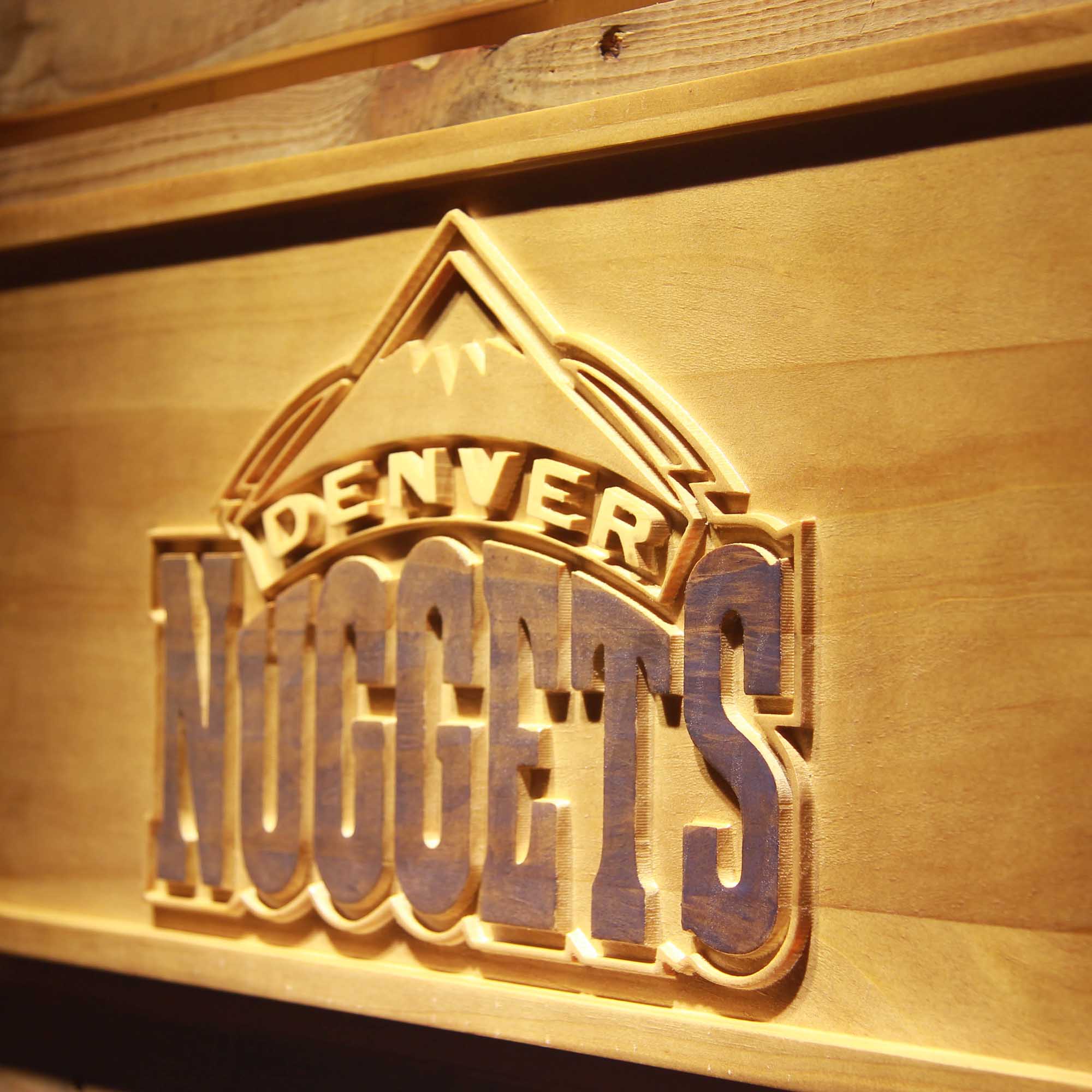 Denver Nuggets Basketball Man Cave Sport 3D Wooden Engrave Sign