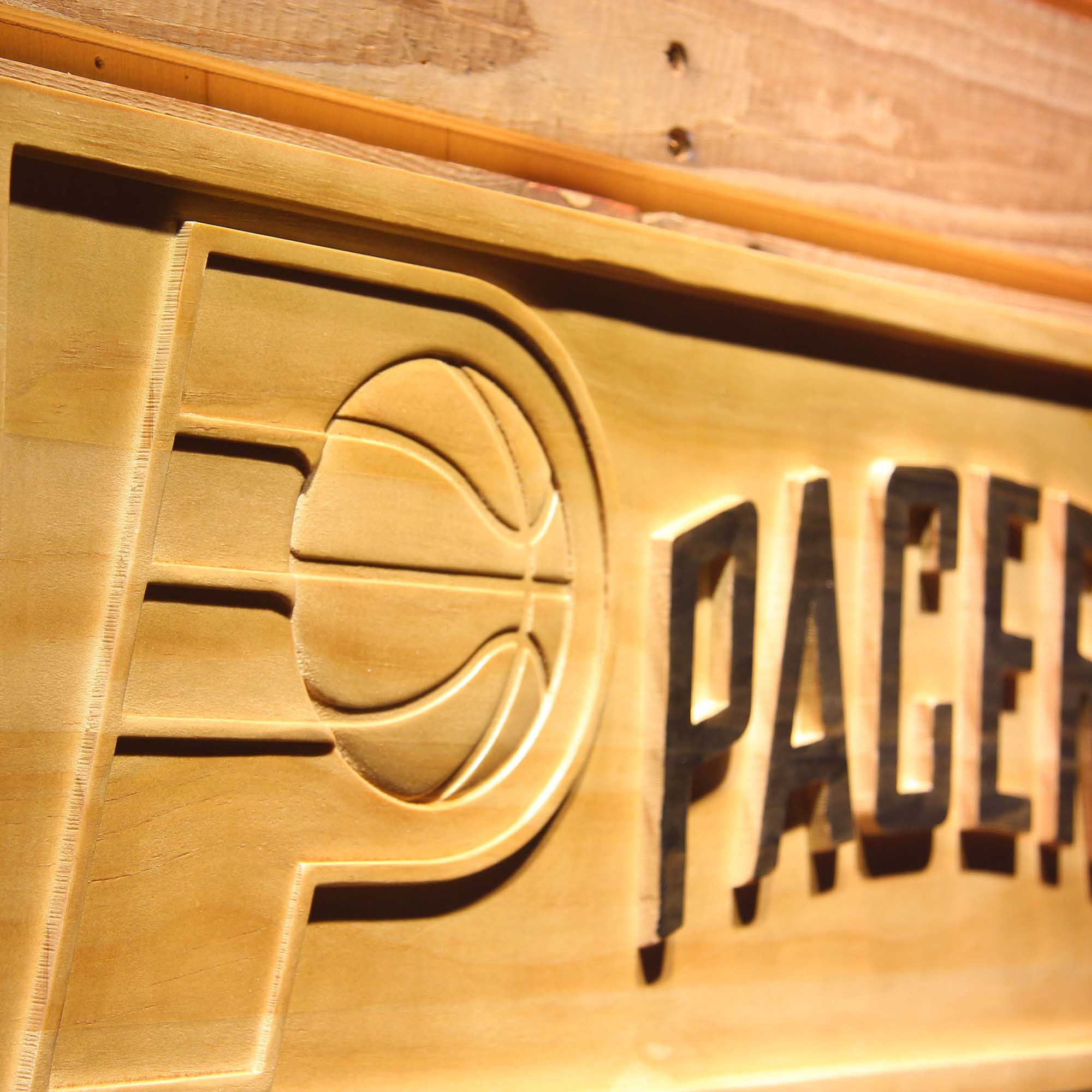 Indiana Pacers Primary Basketball Man Cave Sport 3D Wooden Engrave Sign