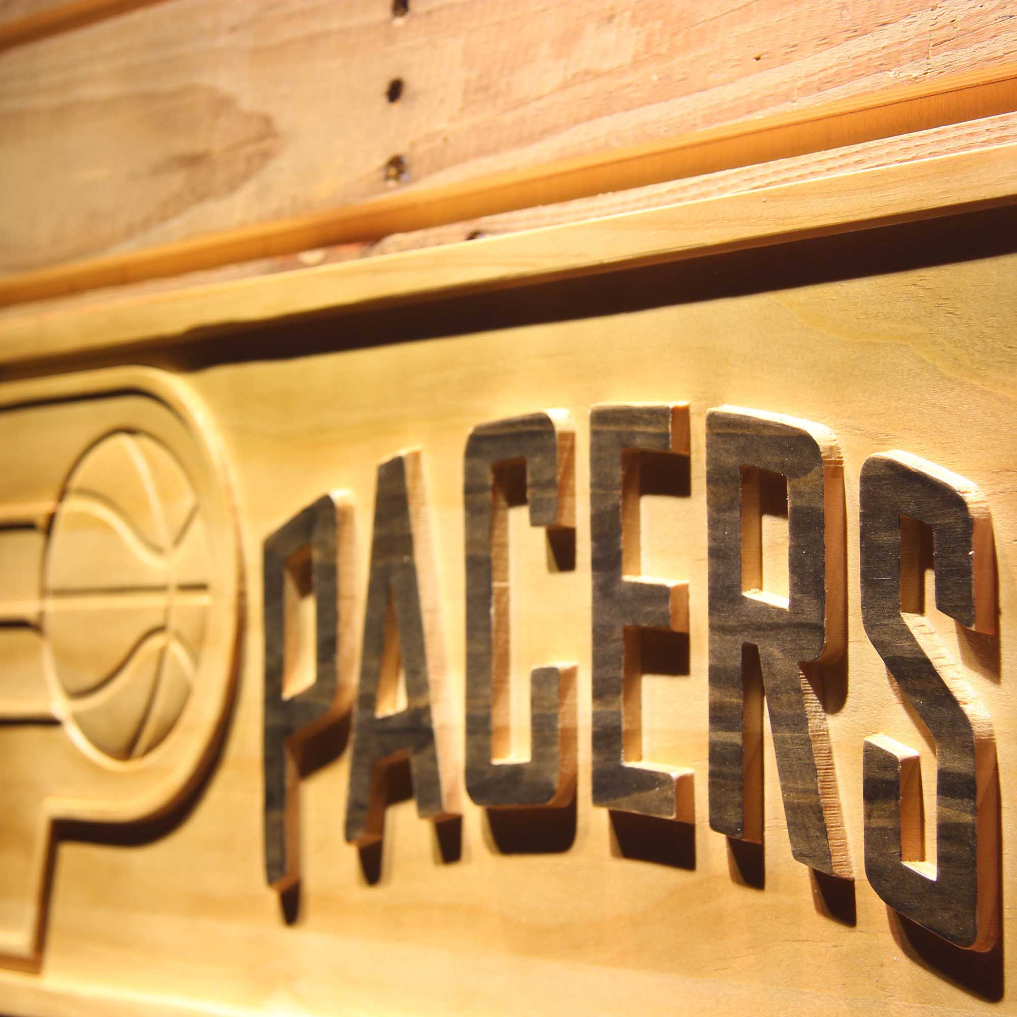 Indiana Pacers Primary Basketball Man Cave Sport 3D Wooden Engrave Sign