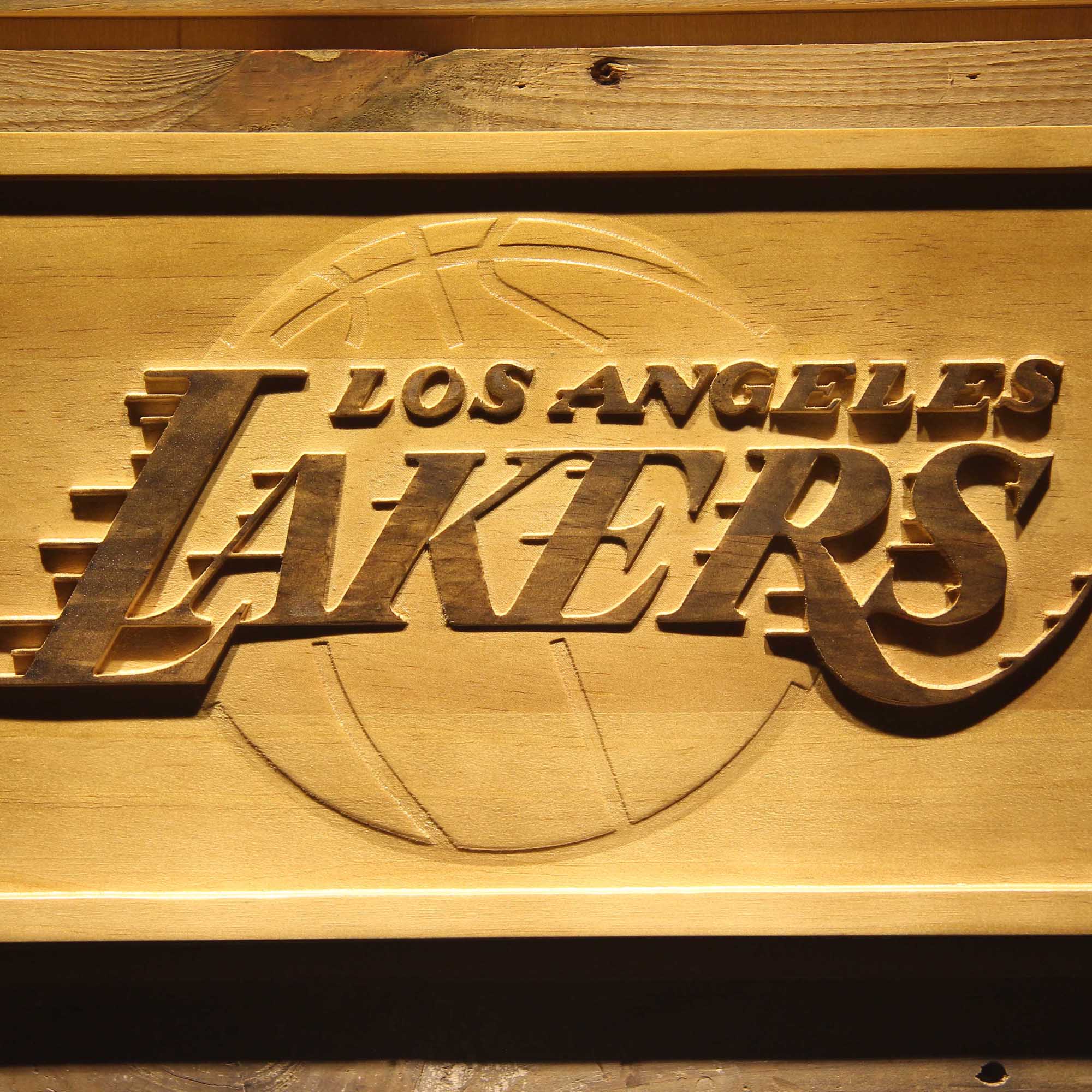 Los Angeles Lakers Basketball Man Cave Sport 3D Wooden Engrave Sign