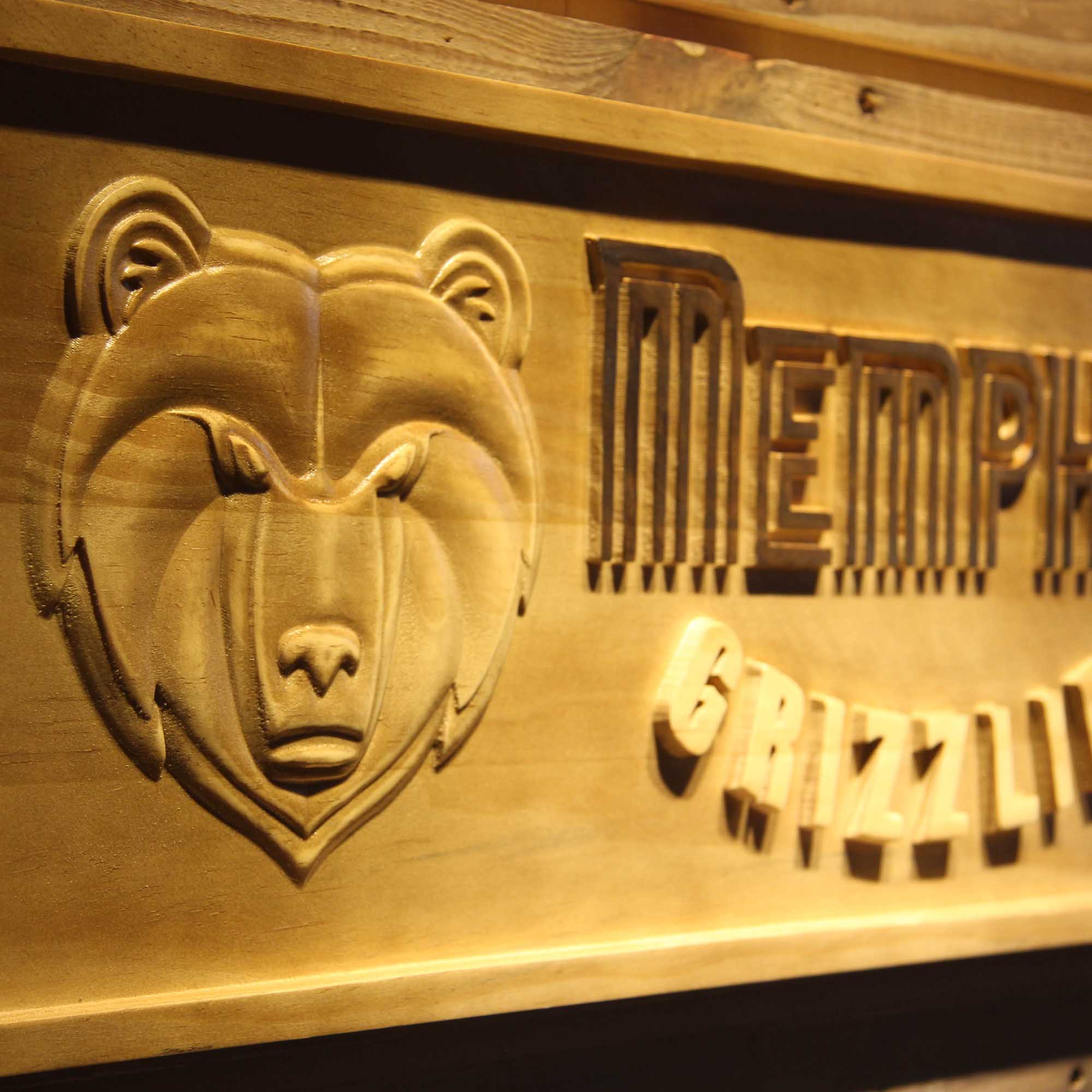 Memphis Grizzlies Basketball Man Cave Sport 3D Wooden Engrave Sign