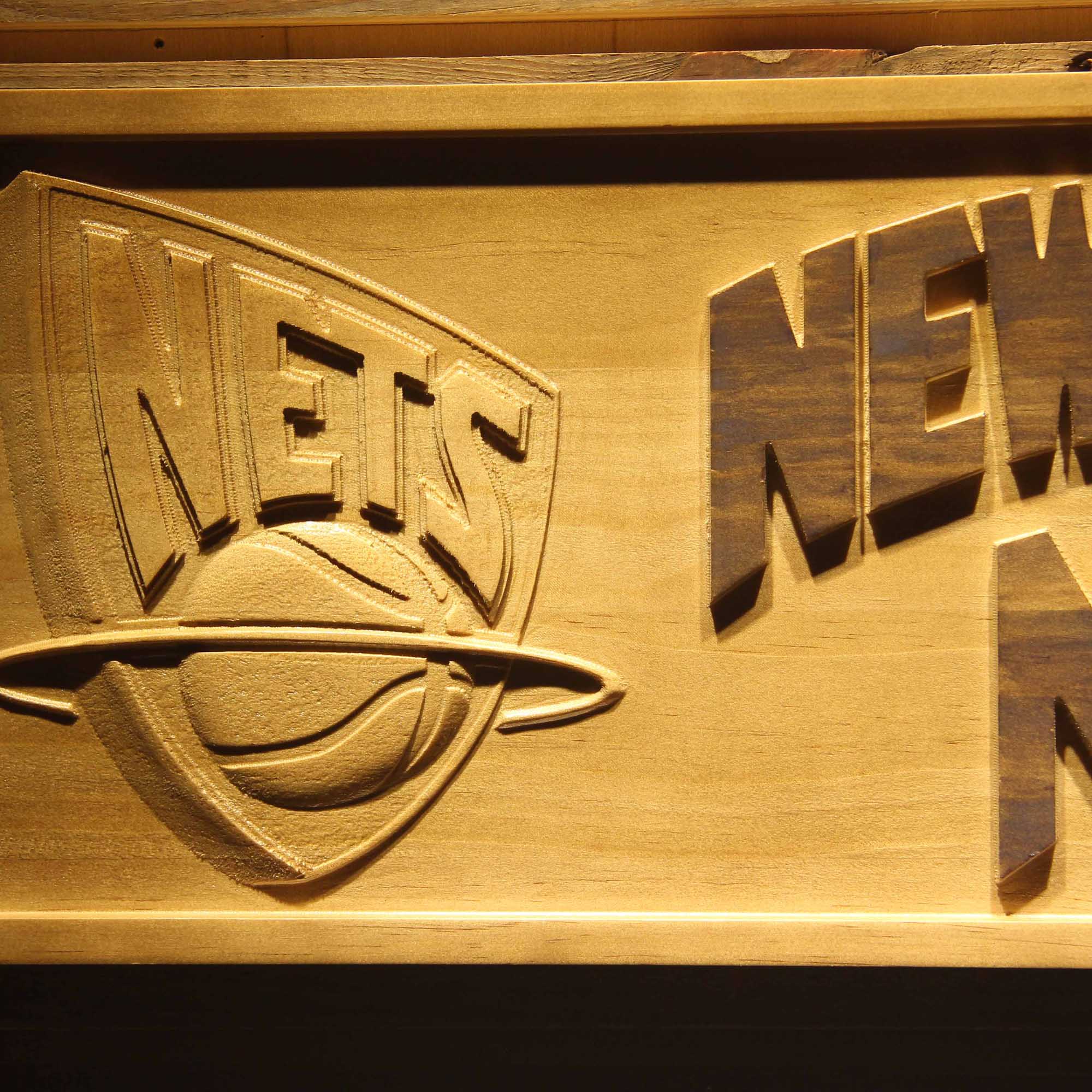 New Jersey Nets Basketball Man Cave Sport 3D Wooden Engrave Sign