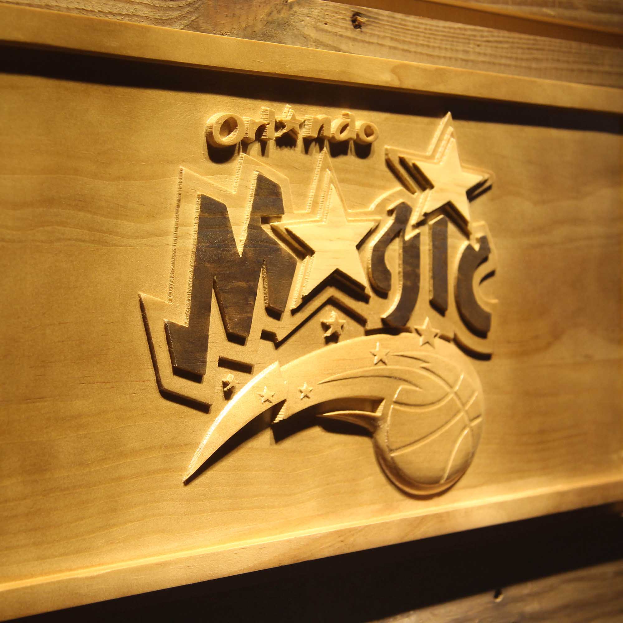 Orlando Magic Basketball Man Cave Sport 3D Wooden Engrave Sign