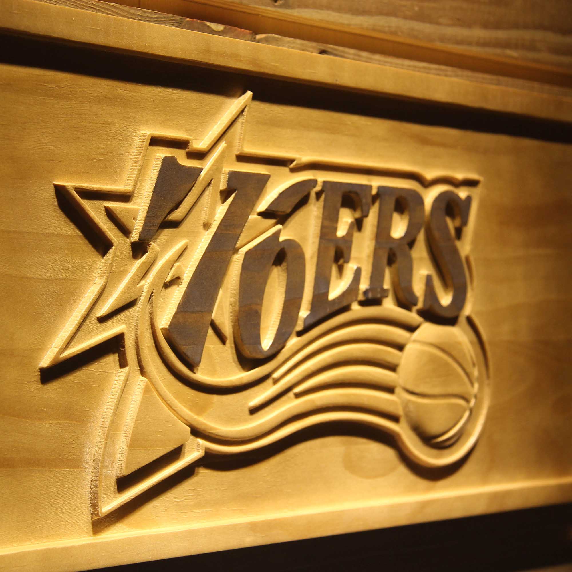 Philadelphia 76ers Basketball Man Cave Sport 3D Wooden Engrave Sign