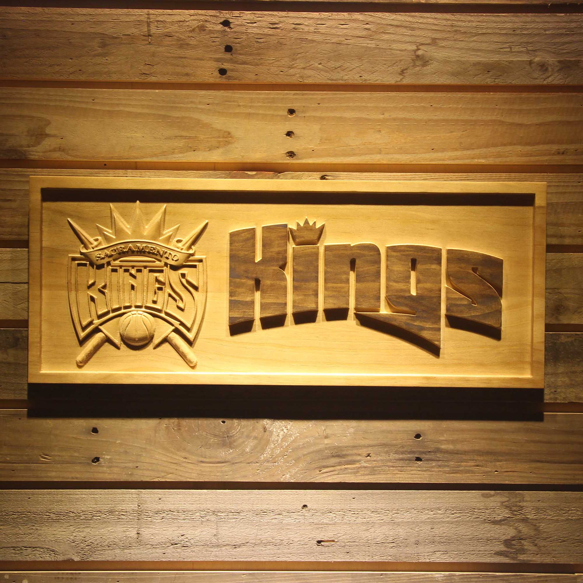 Sacramento Kings Basketball Man Cave Sport 3D Wooden Engrave Sign