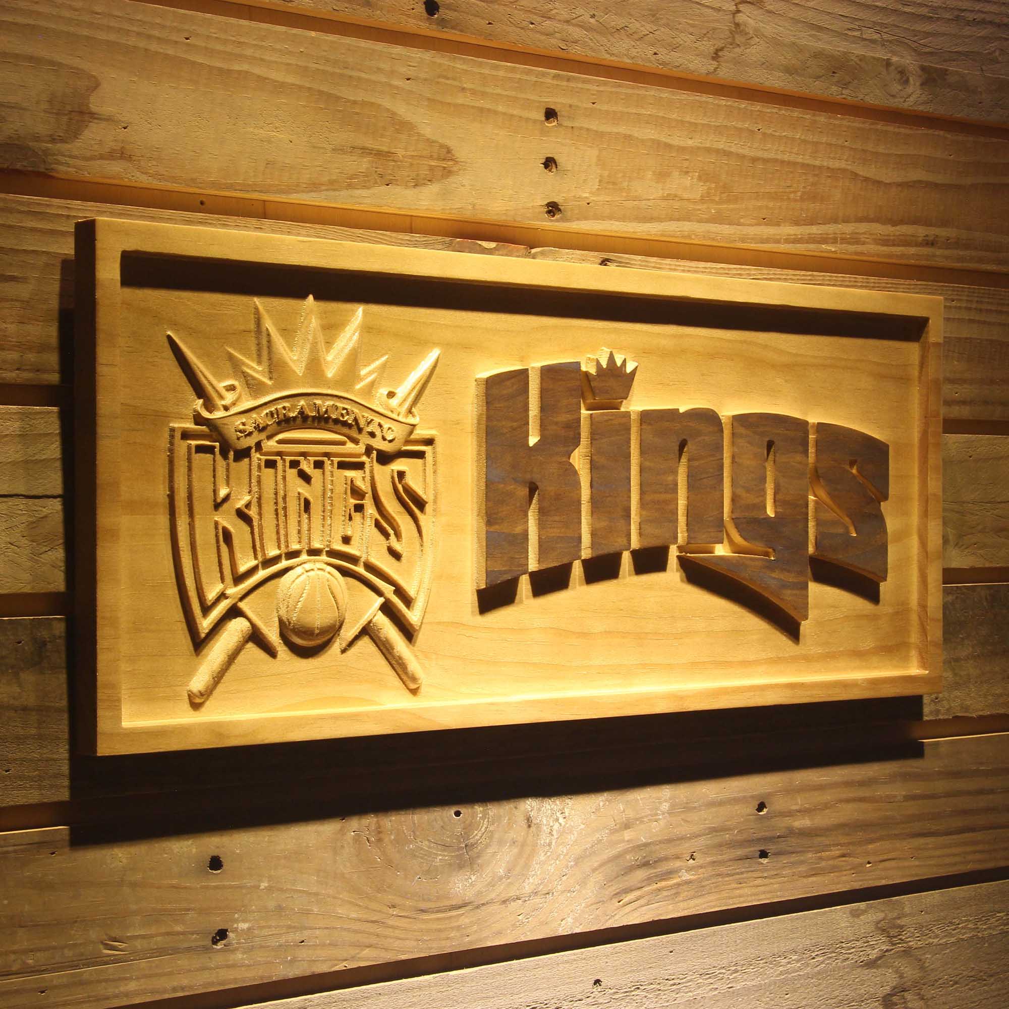 Sacramento Kings Basketball Man Cave Sport 3D Wooden Engrave Sign