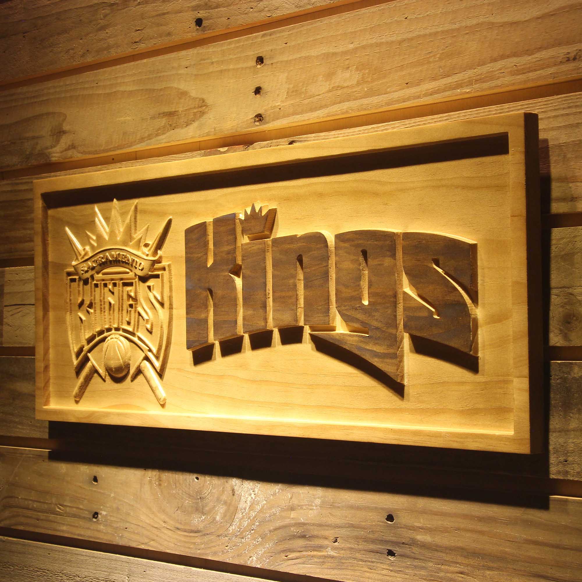 Sacramento Kings Basketball Man Cave Sport 3D Wooden Engrave Sign