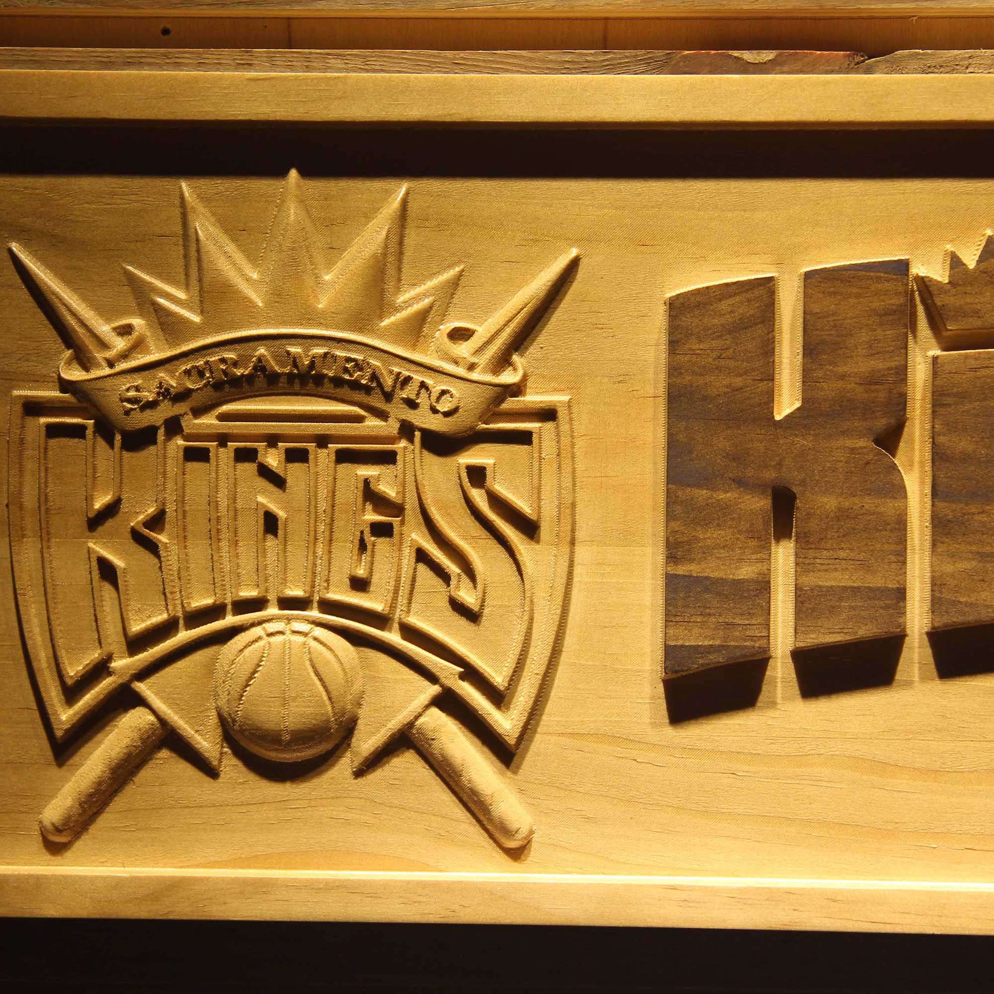 Sacramento Kings Basketball Man Cave Sport 3D Wooden Engrave Sign