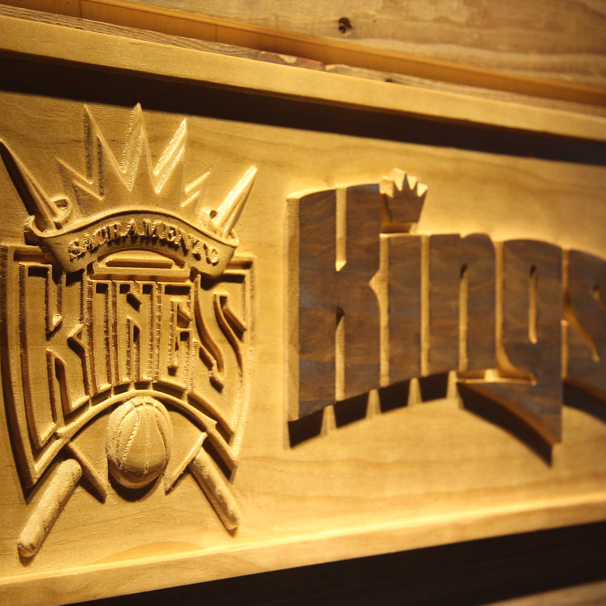 Sacramento Kings Basketball Man Cave Sport 3D Wooden Engrave Sign