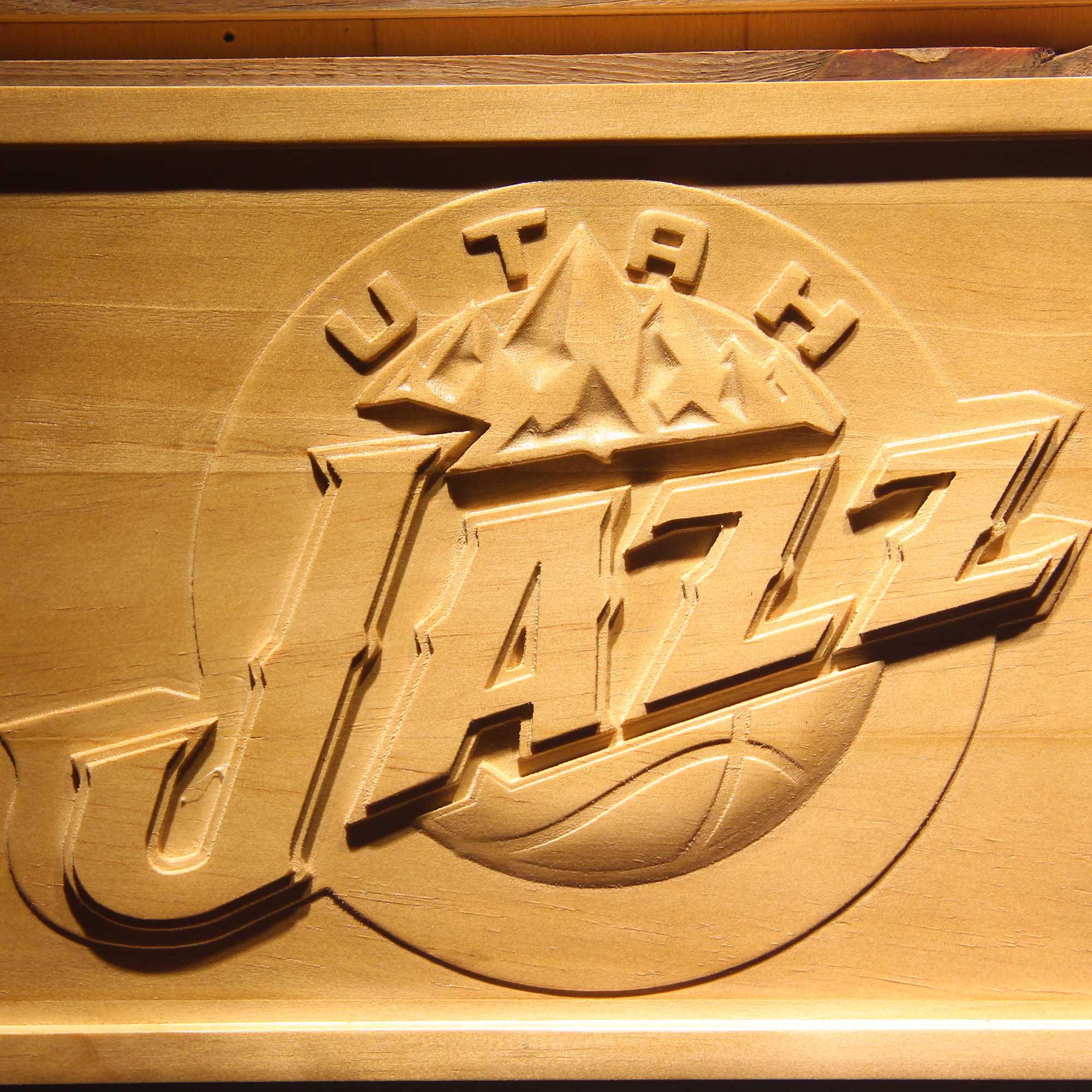 Utah Jazz Basketball Man Cave Sport 3D Wooden Engrave Sign