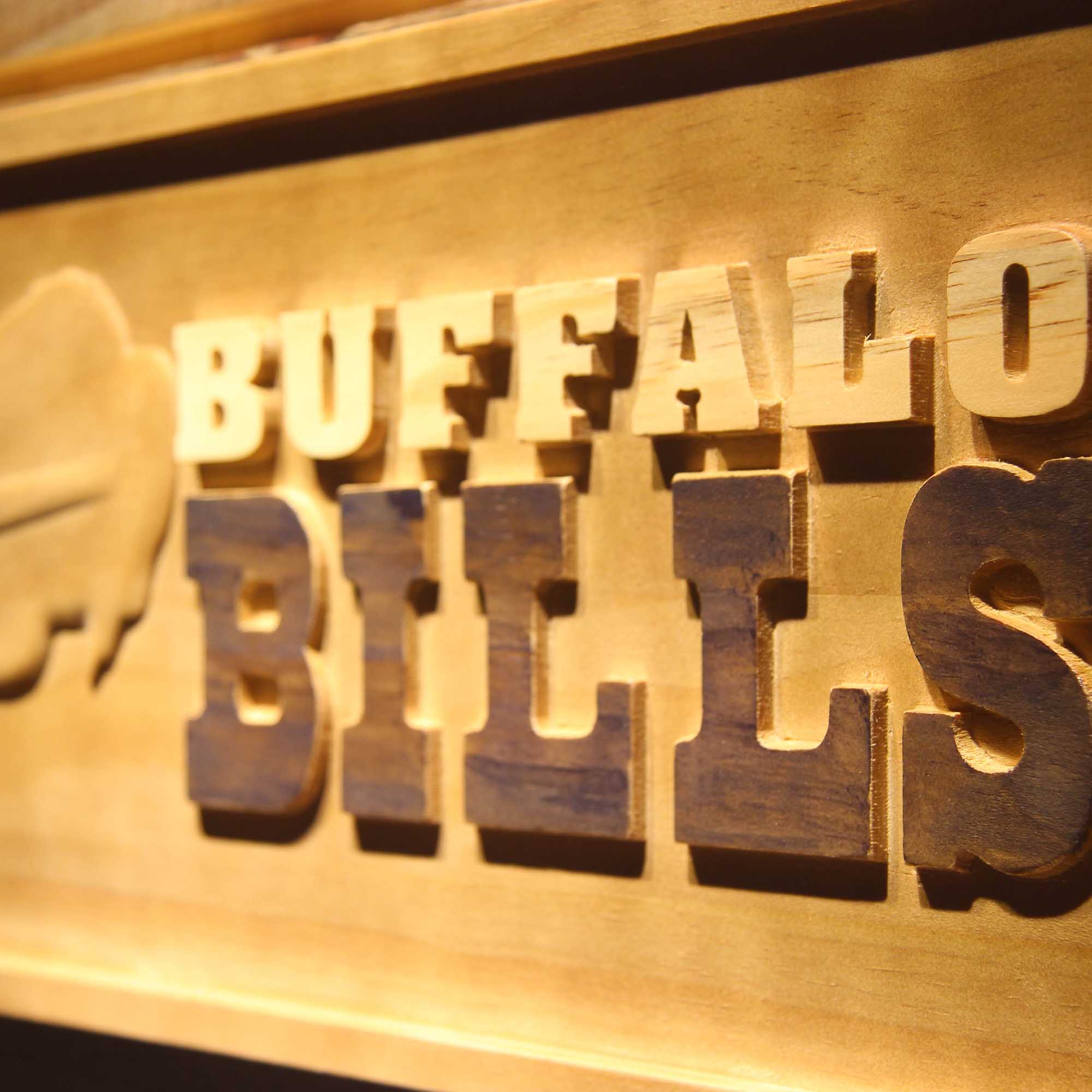 Buffalo Bills Football Man Cave Sport 3D Wooden Engrave Sign
