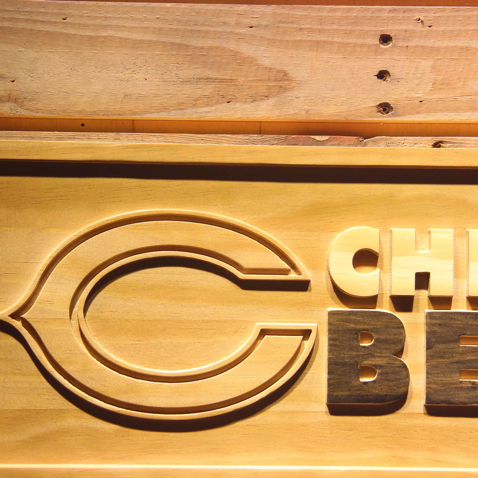 Chicago Bears Football Man Cave Sport 3D Wooden Engrave Sign