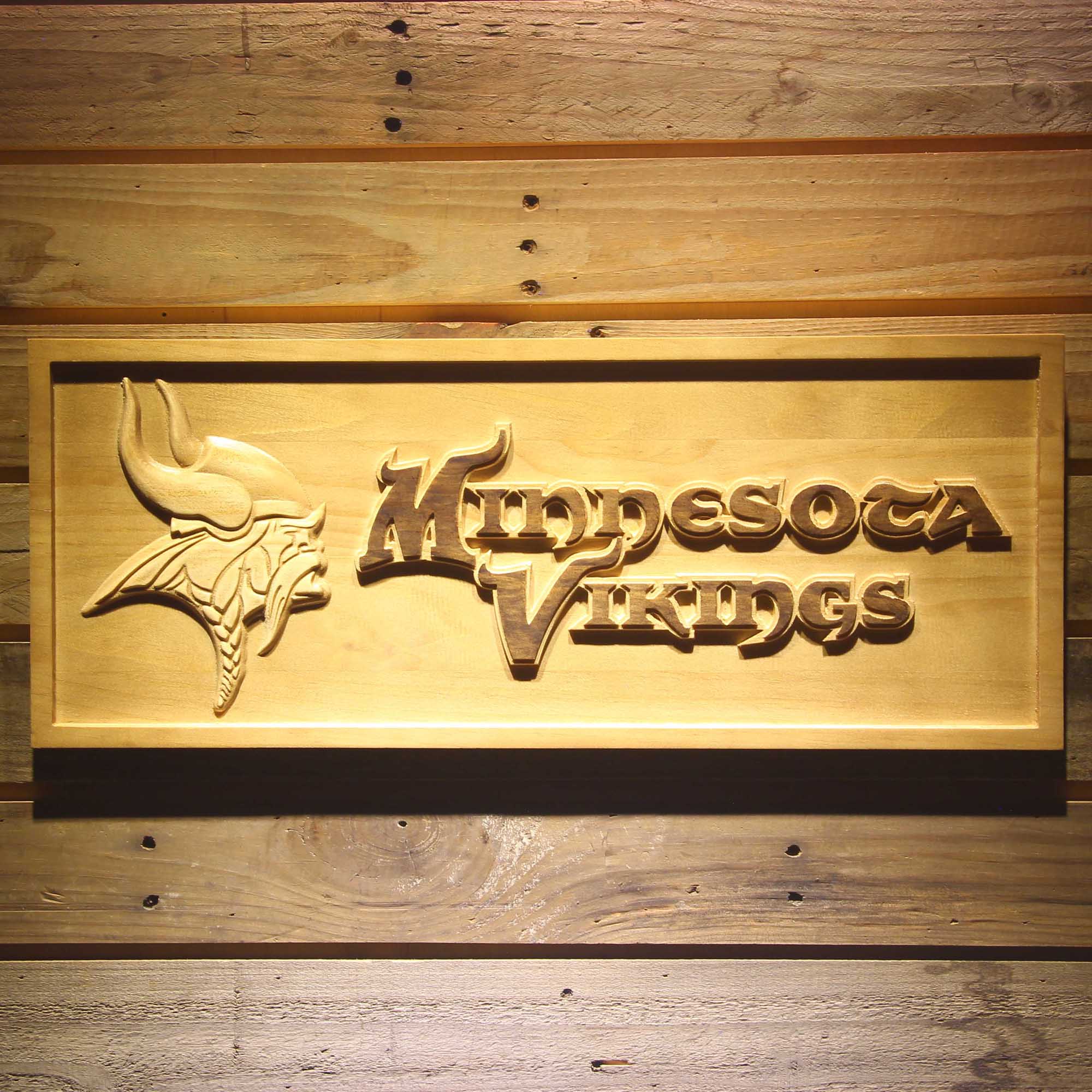 Minnesota Vikings Football Man Cave Sport 3D Wooden Engrave Sign