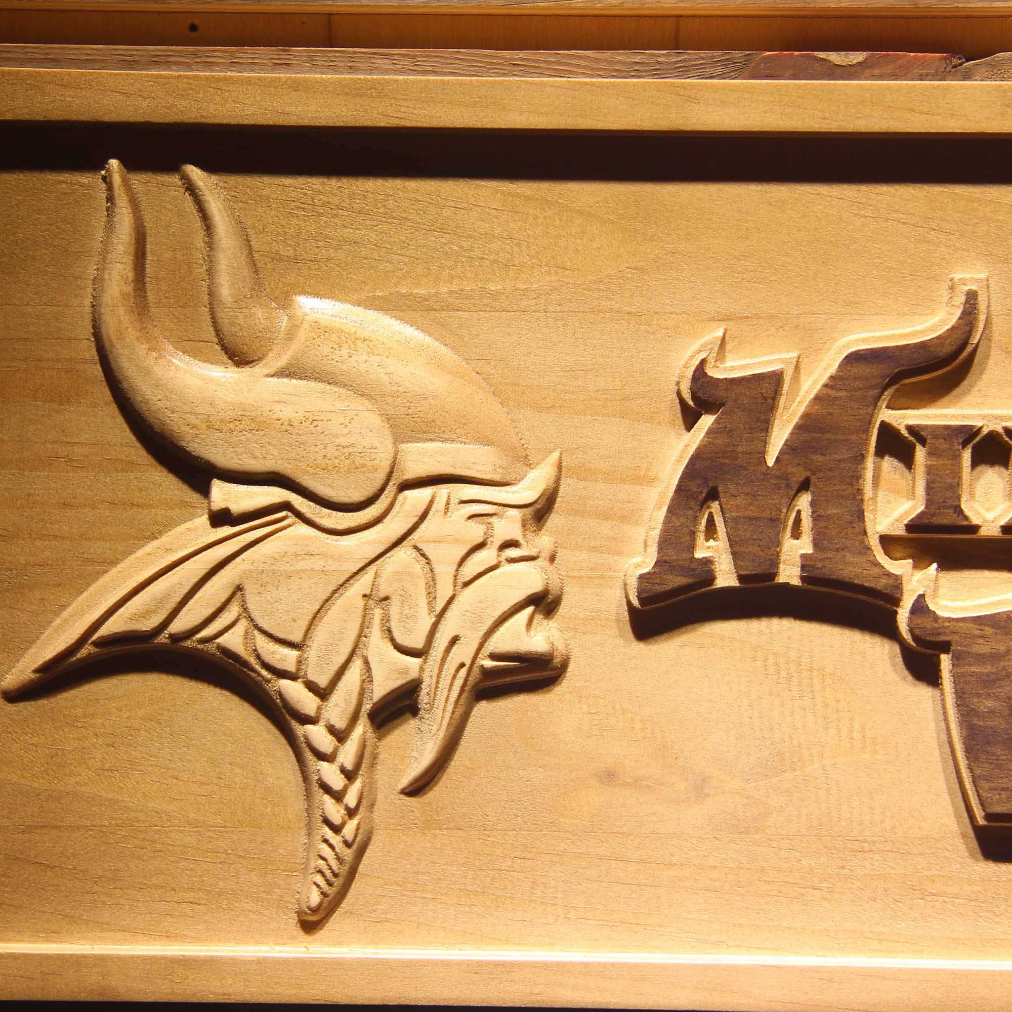 Minnesota Vikings Football Man Cave Sport 3D Wooden Engrave Sign