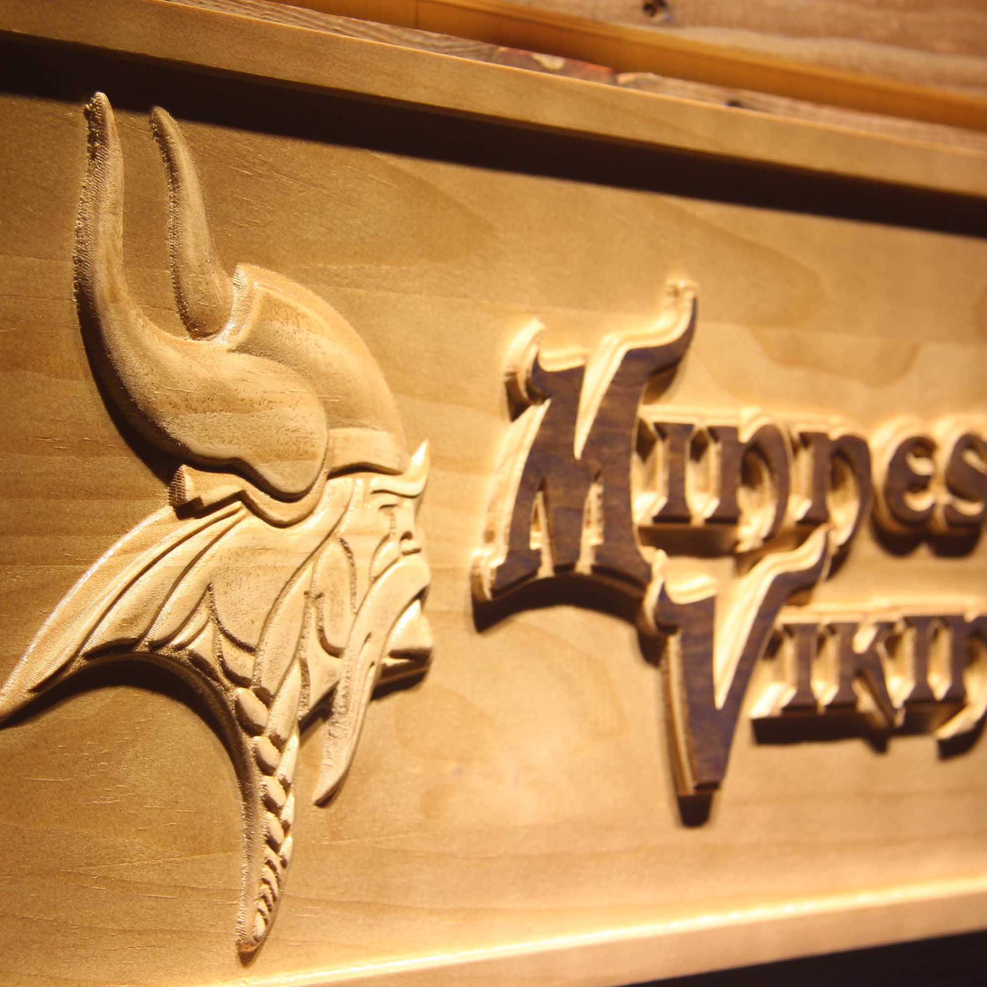 Minnesota Vikings Football Man Cave Sport 3D Wooden Engrave Sign