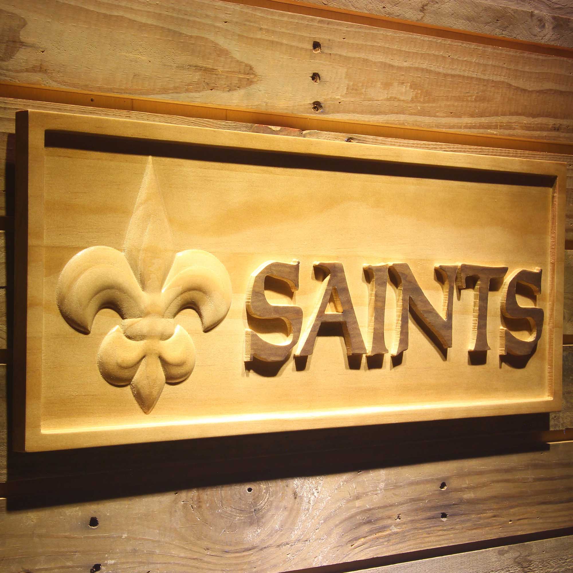 New Orleans Saints Football Man Cave Sport 3D Wooden Engrave Sign