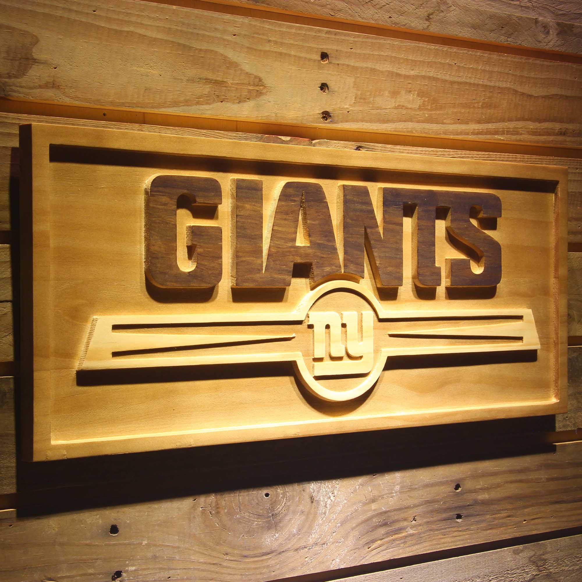 New York Giants Football Man Cave Sport 3D Wooden Engrave Sign