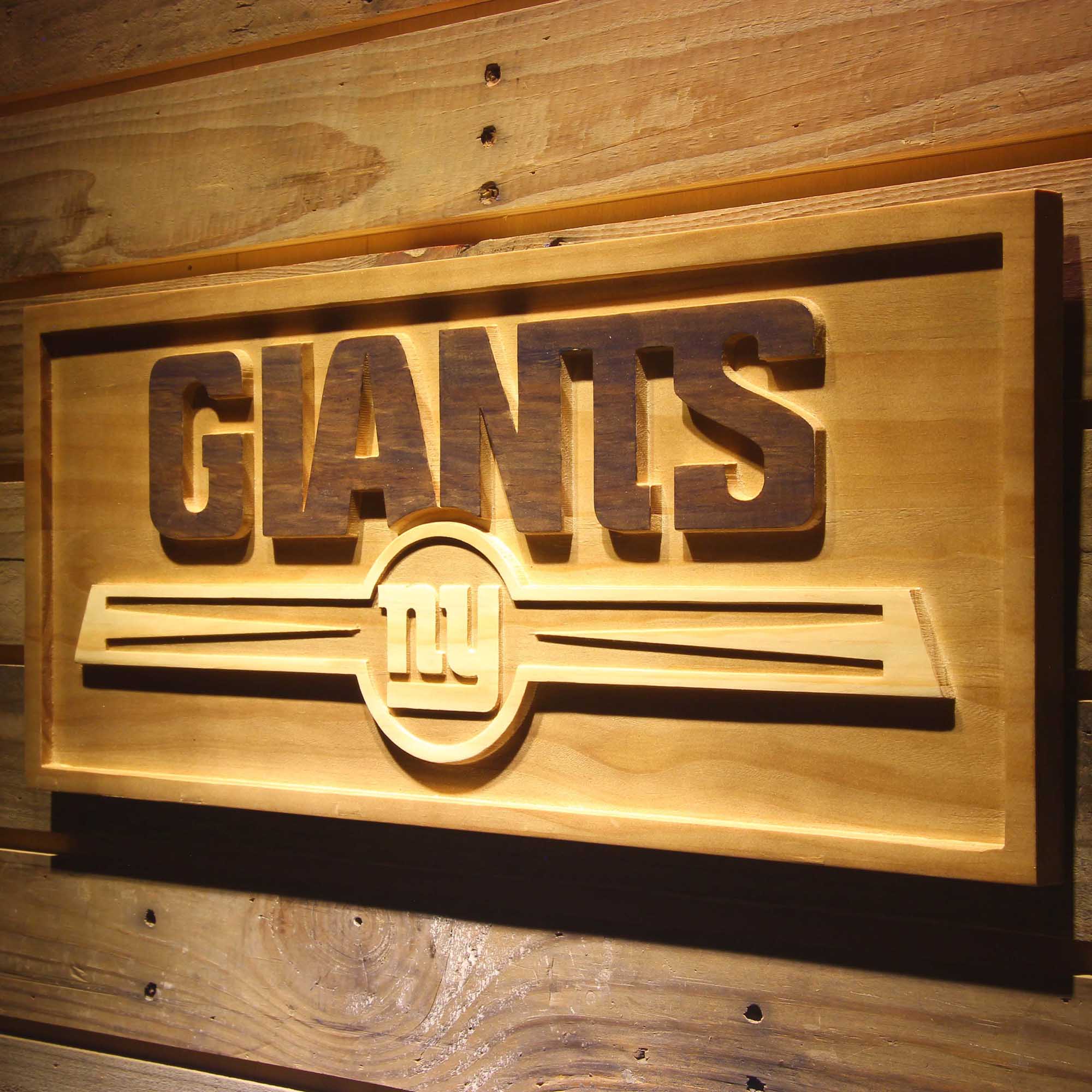 New York Giants Football Man Cave Sport 3D Wooden Engrave Sign