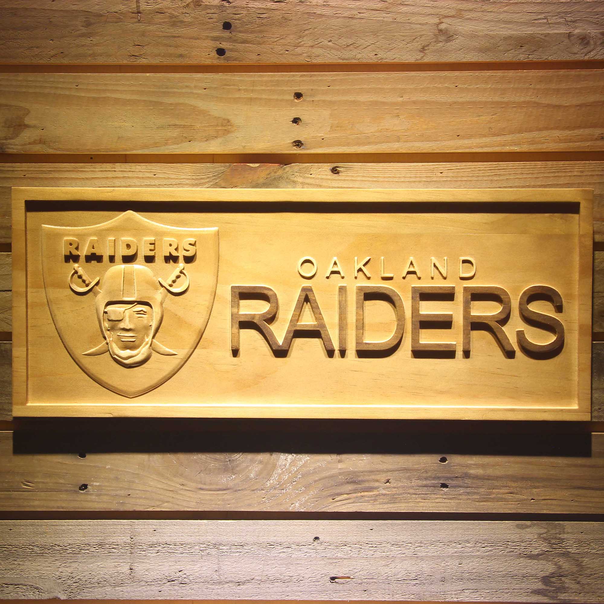 Oakland Raiders Football Man Cave Sport 3D Wooden Engrave Sign