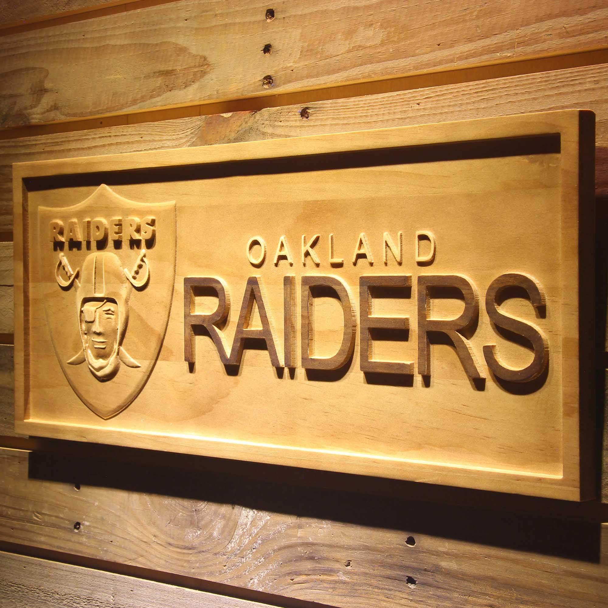 Oakland Raiders Football Man Cave Sport 3D Wooden Engrave Sign