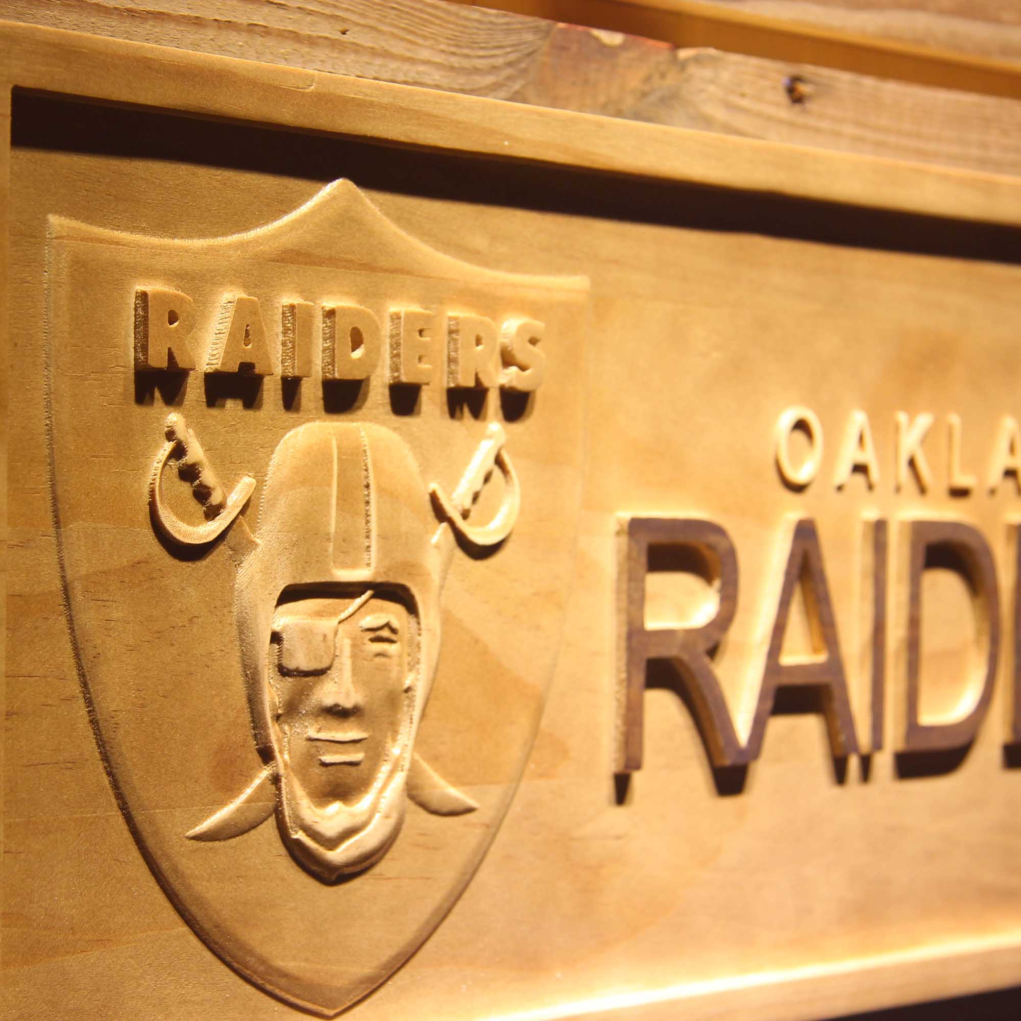 Oakland Raiders Football Man Cave Sport 3D Wooden Engrave Sign