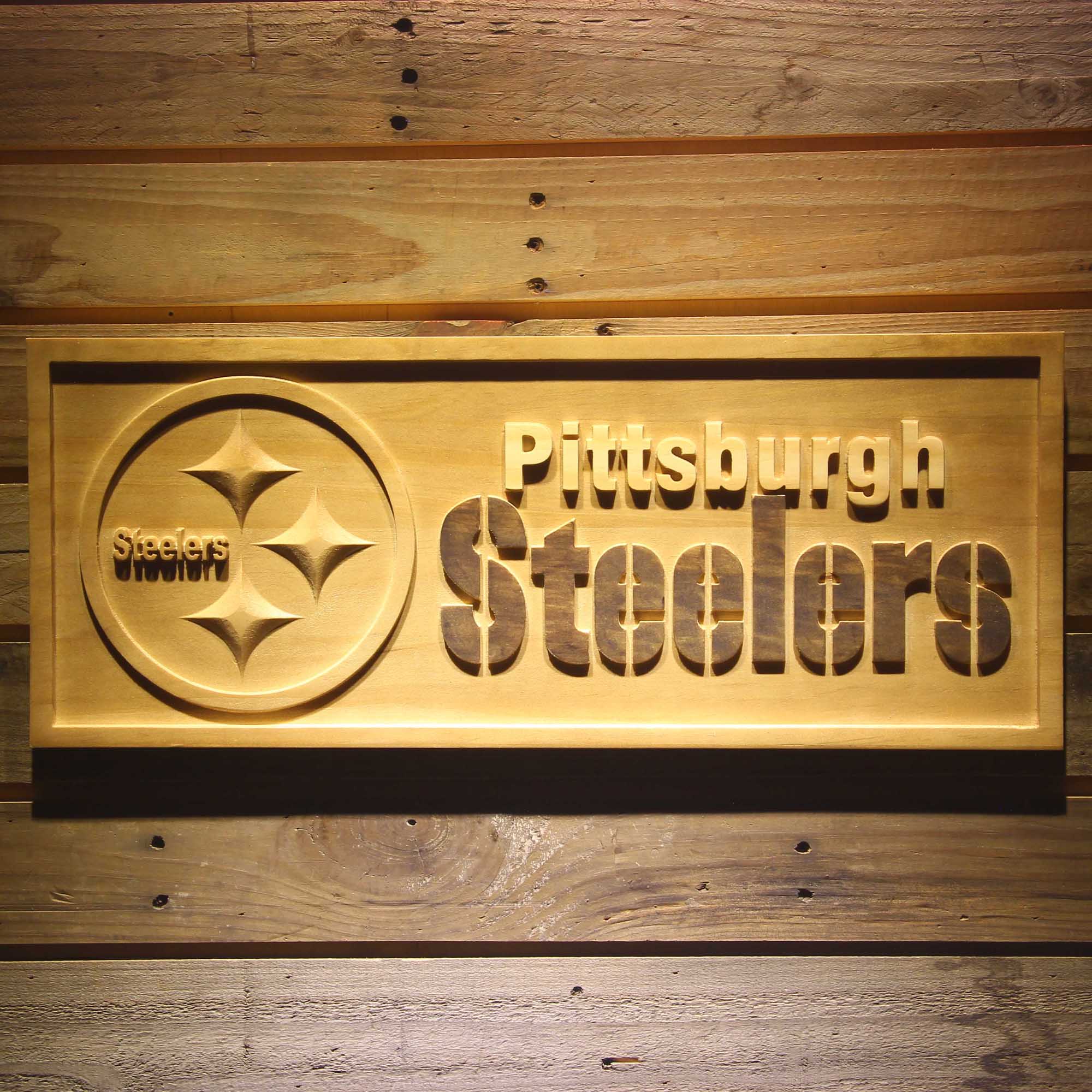 Pittsburgh Steelers Football Man Cave Sport 3D Wooden Engrave Sign