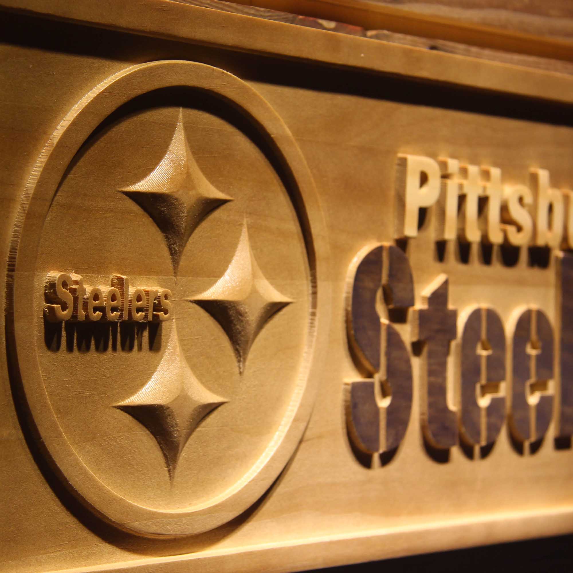Pittsburgh Steelers Football Man Cave Sport 3D Wooden Engrave Sign