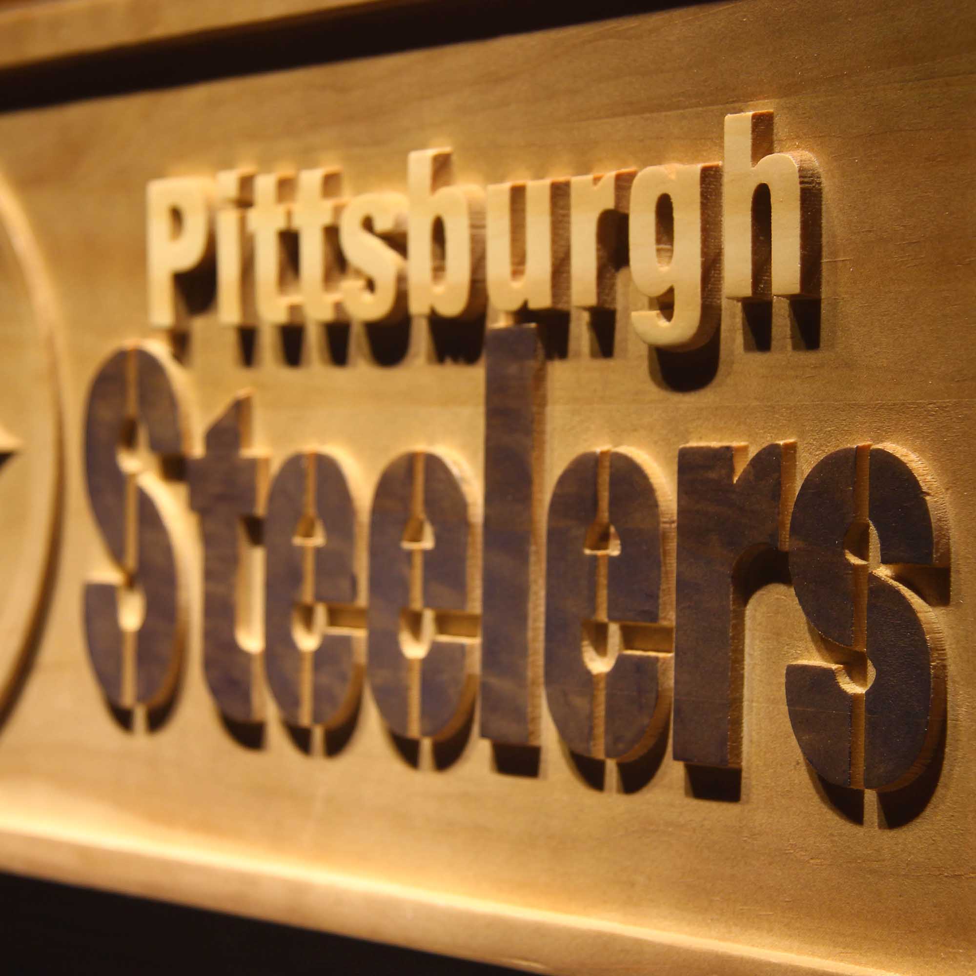 Pittsburgh Steelers Football Man Cave Sport 3D Wooden Engrave Sign