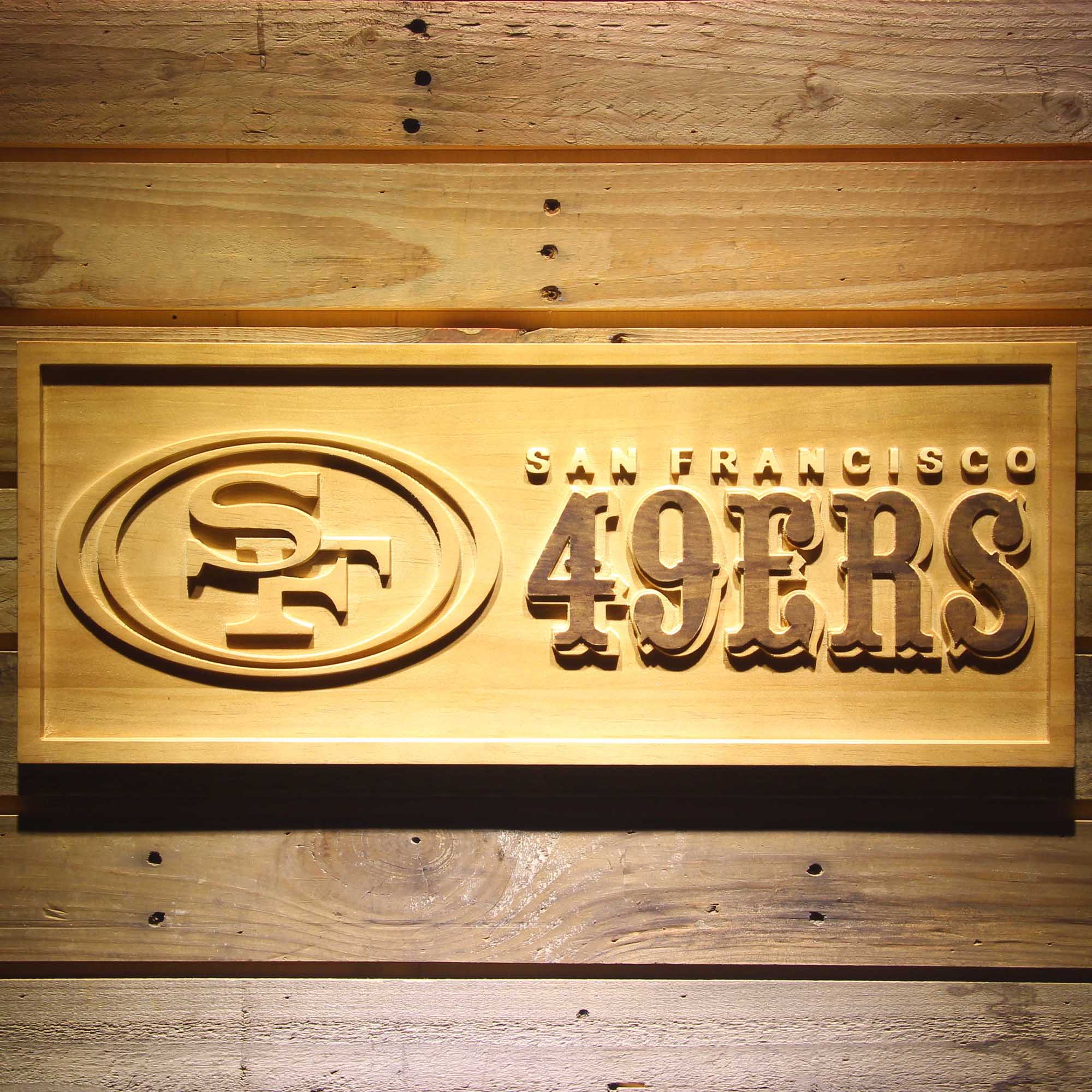 San Francisco 49ers Football Man Cave Sport 3D Wooden Engrave Sign