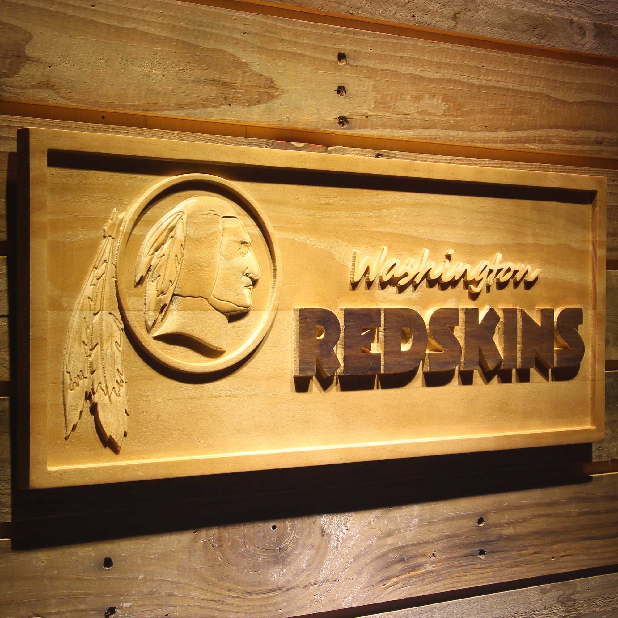 Washington Redskins Football Man Cave Sport 3D Wooden Engrave Sign