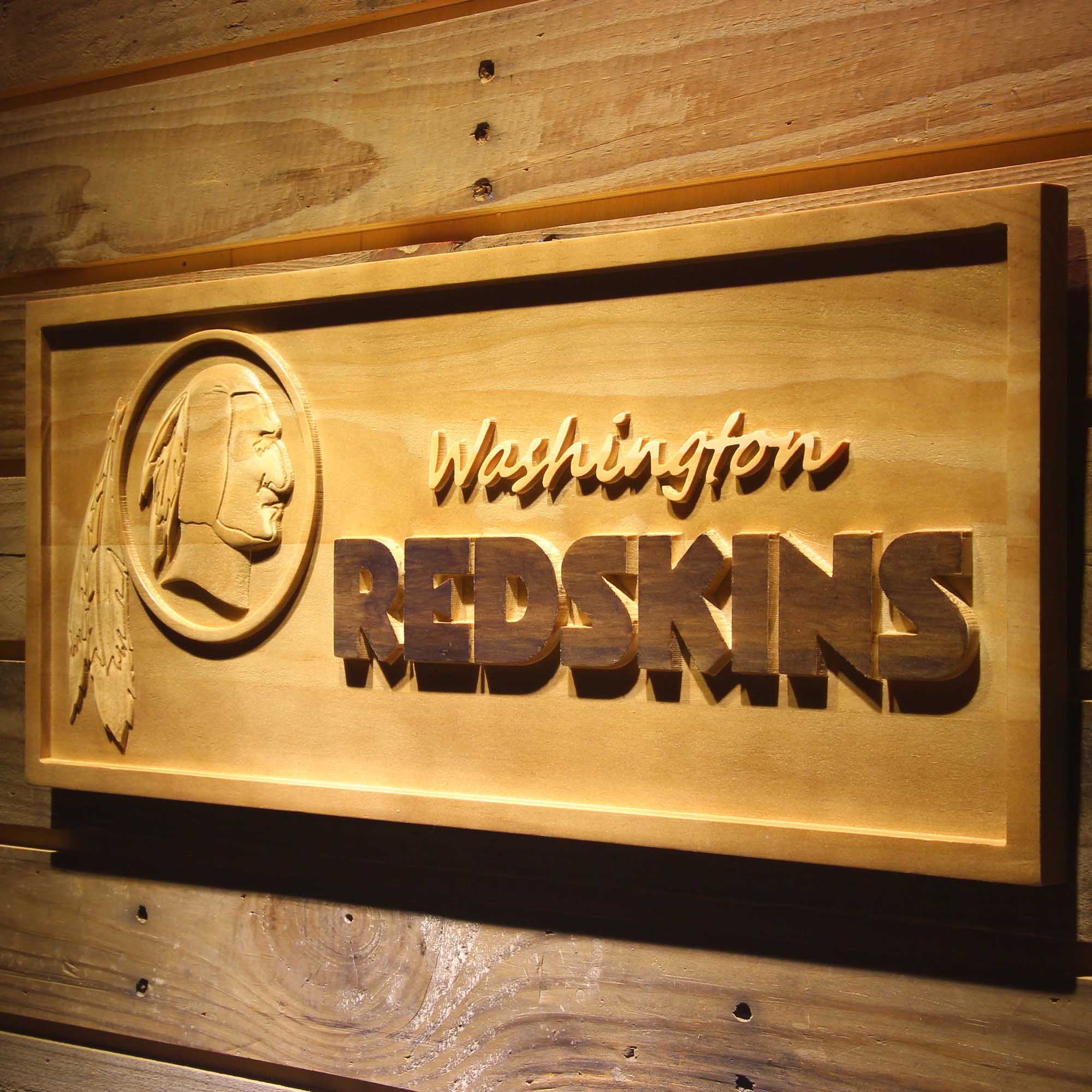 Washington Redskins Football Man Cave Sport 3D Wooden Engrave Sign